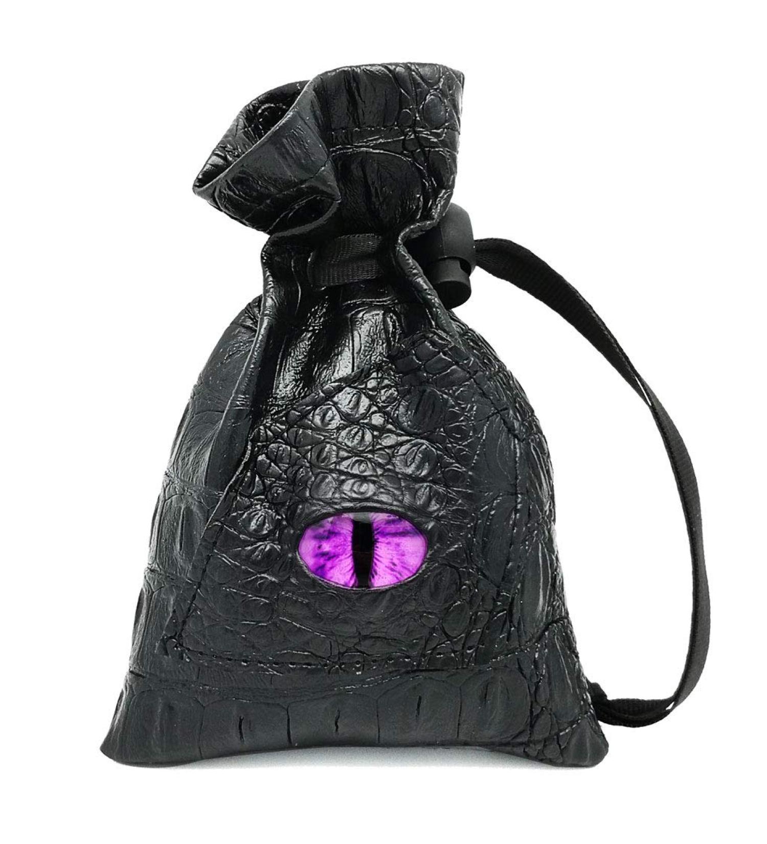 Haxtec Dragon Dice Bag - Small Drawstring Leather DND Pouch for Dungeons & Dragons - Purple Eye Design - Patent D893867 - Buy Online on SooperMarket.com