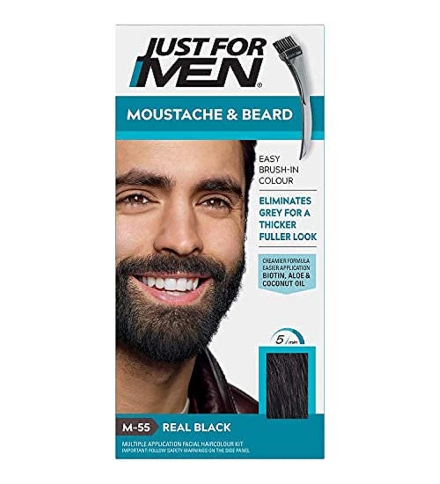 Just For Men Moustache & Beard Dye - Real Black | Eliminates Grey, Adds Thickness | With Applicator Brush | M55 - Buy Online on SooperMarket.com