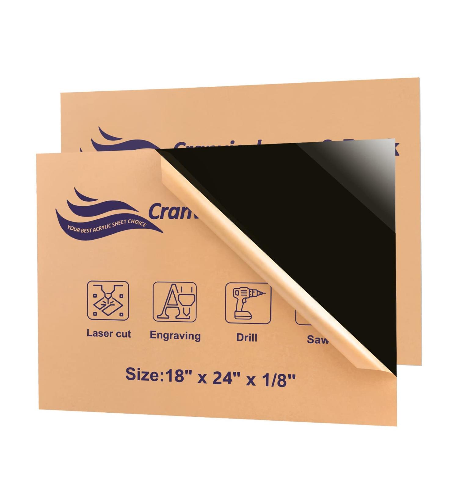 Acrylic Plexiglass Sheets 18 x 24 x 1/8 Cranviech 2 Pack Black Cast Acrylic Sheets Glass Alternative for Sign DIY Display Projects Photo Frame Craft Handcraft Painting 18 x 24 x 1/8 Black 2 - Buy Online on SooperMarket.com