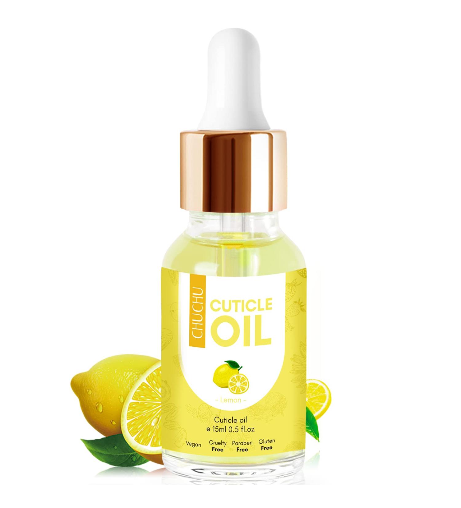 CHUCHU Nail Cuticle Oil with Jojoba, Vitamin B & E - Moisturizes, Strengthens Nails, Prevents Hangnails - Lemon Scented, 15ml - Buy Online on SooperMarket.com