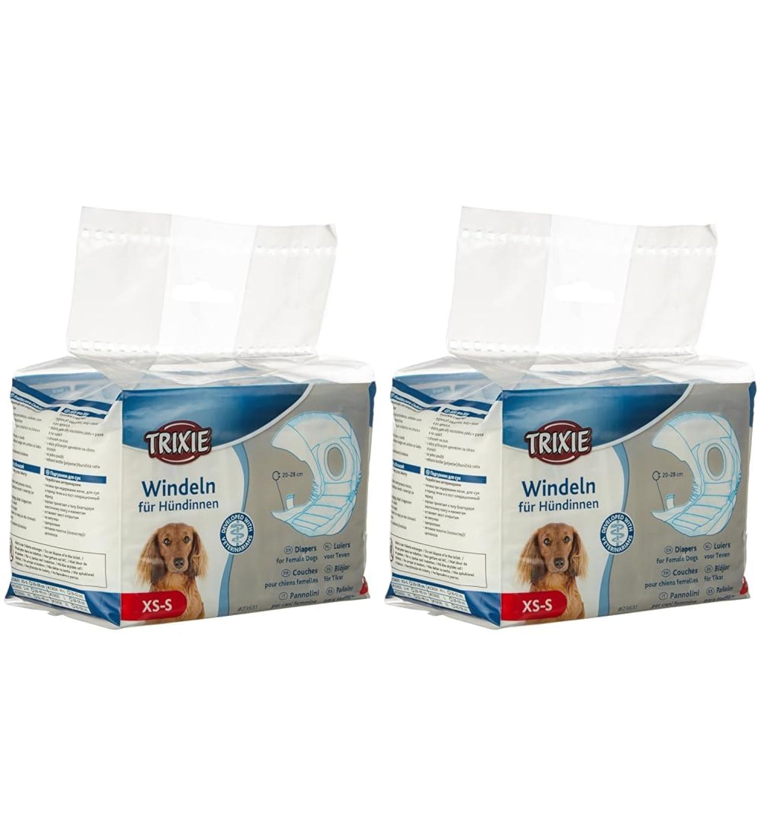 Trixie 23631 Diapers for Dogs - XS-S (20-28 cm) | 12 Pack (2 Packs) - White - International Shipping Available - Buy Online on SooperMarket.com