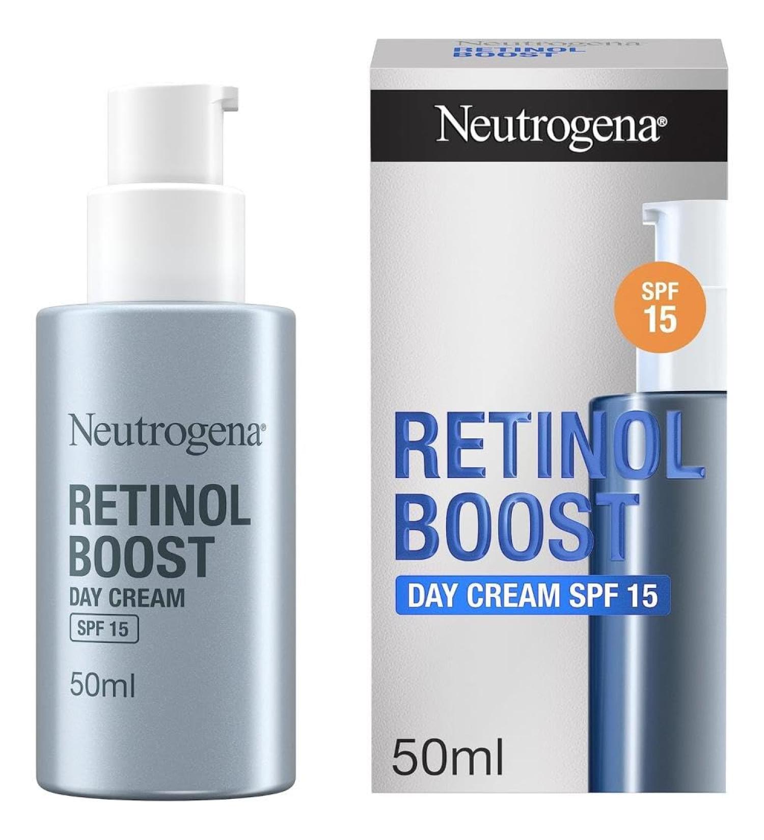 Neutrogena Retinol Boost Day Cream with SPF 15 (1x 50ml) Multi-Benefit Retinol Moisturiser to Reduce Fine Lines and Smooth Texture Lightweight SPF Day Cream - Buy Online on SooperMarket.com