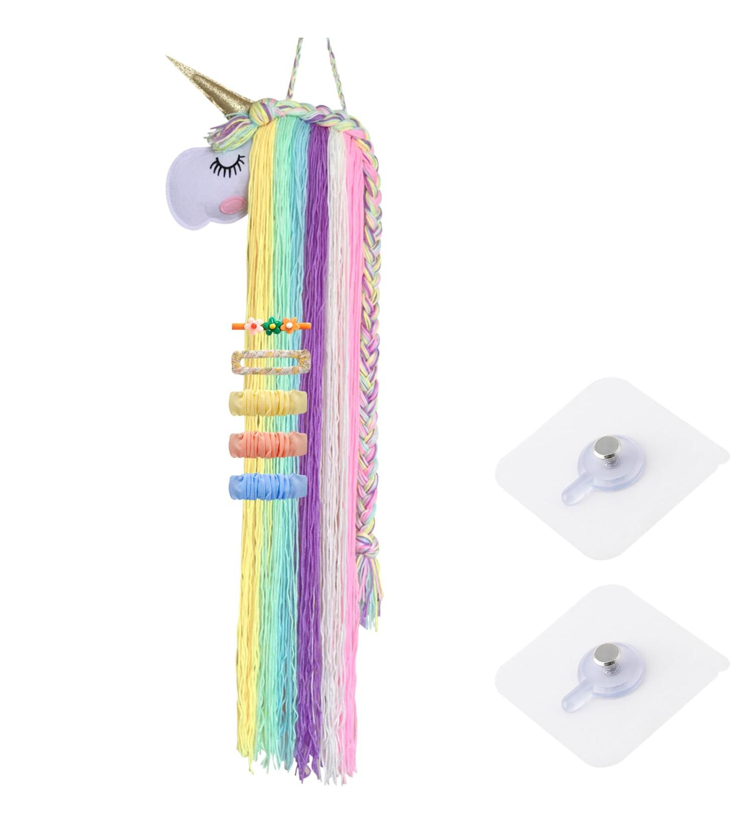 ZSMJAER Hair Clip Storage for Girls Unicorn Hair Clip Holder Rainbow Yarn Tassel Organiser Hair Accessories Unicorn Theme Party Decoration - Buy Online on SooperMarket.com