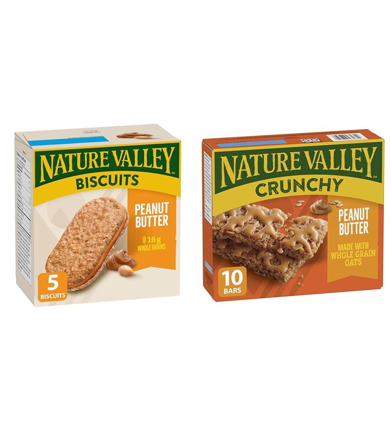 NATURE VALLEY Peanut Butter Biscuits Snacks Oat Biscuits with Peanut Butter Filling & Peanut Butter Crunchy Granola Bars No Artificial Colours No Artificial Flavours Valentine+ 10 Count (Pack of 1) - Buy Online on SooperMarket.com