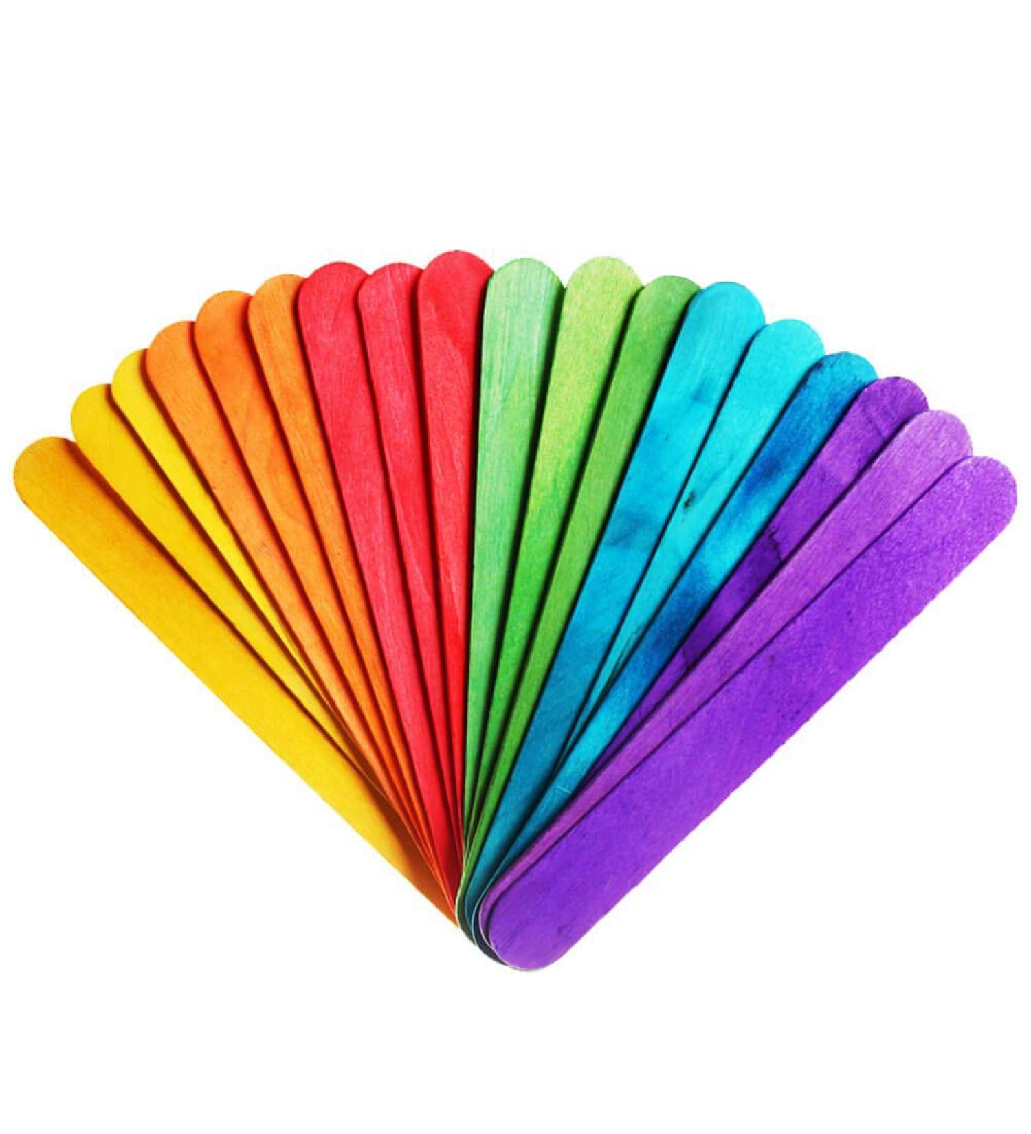 PAXCOO 100 Pcs 6 Colored Jumbo Wood Craft Sticks - DIY Arts and Crafts Supplies - Buy Online on SooperMarket.com