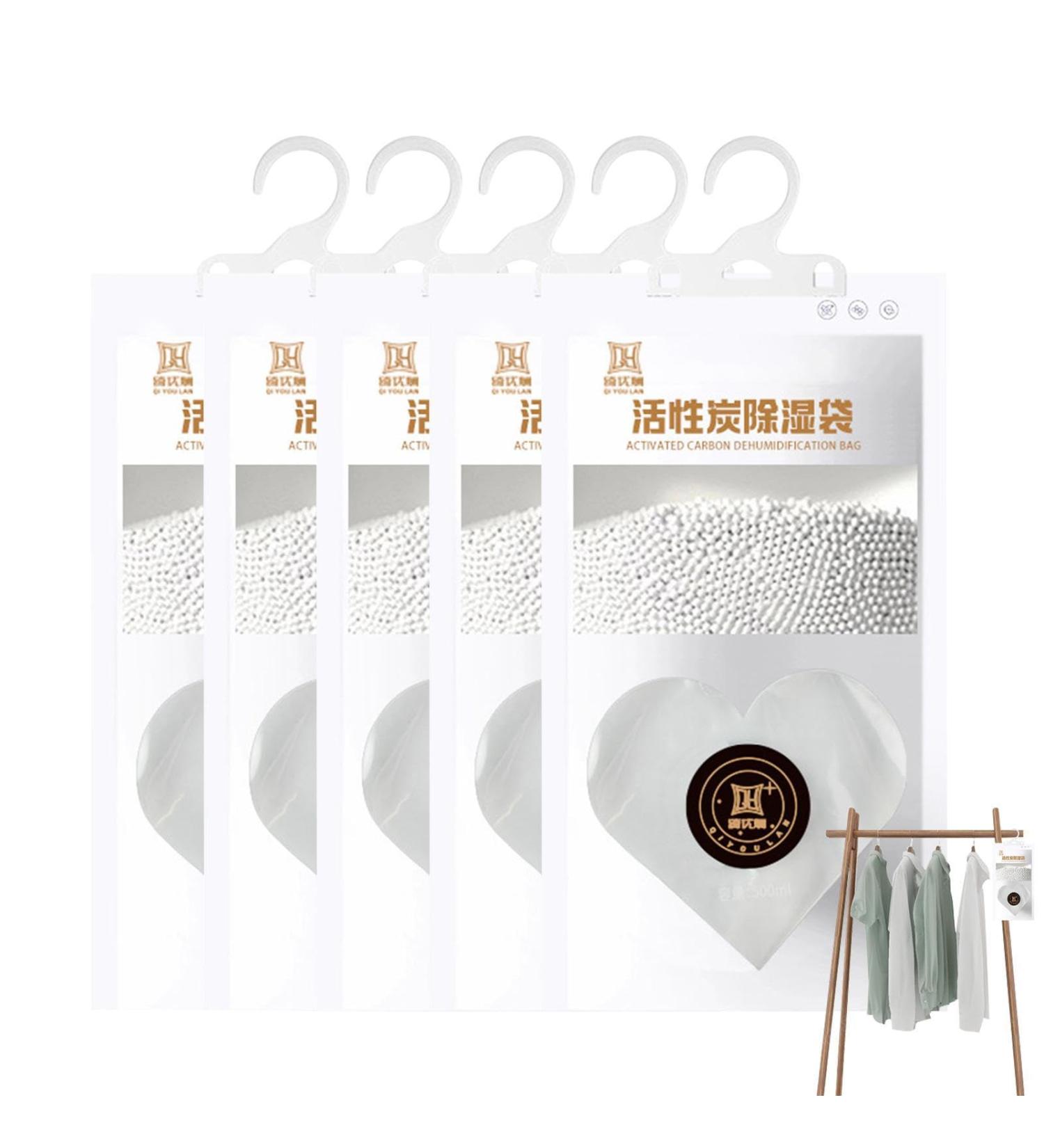 Moisture Remover for Rooms & Cabinets | Kazuko Heart-Shaped Absorbent Bags - 4.58 oz (5 Pack) | Effective Humidity Control - Buy Online on SooperMarket.com