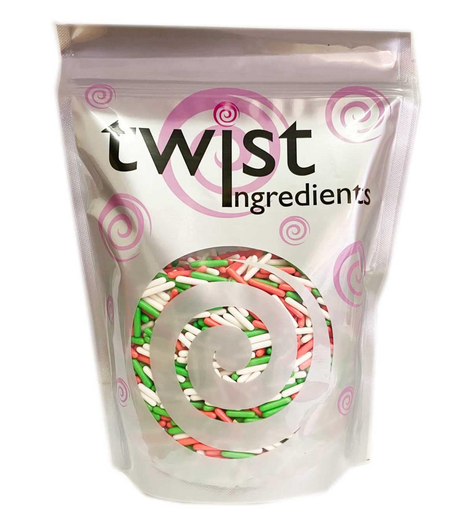 Twist Ingredients - Christmas Macaroni Rods - 800g. Red green & white macaroni. The perfect decoration for all your festive cakes & bakes. (Christmas macaroni) Xmas macaroni - Buy Online on SooperMarket.com