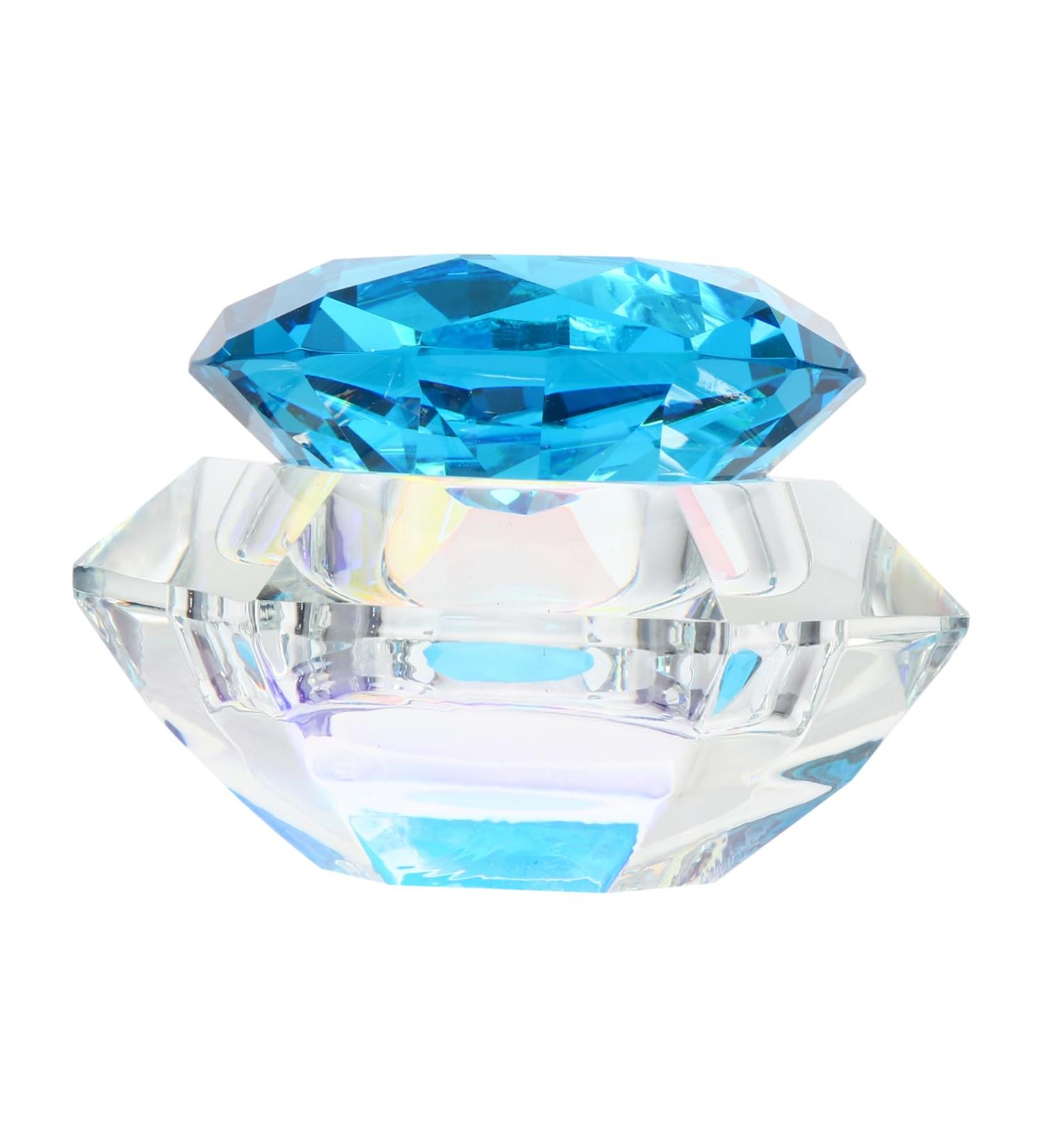 POPETPOP 1pc Nail Art Crystal Cup Containers with Lids Diy Powder Holder Jewelry Holder Nail Powder Container Nail Art Liquid Cup Clear Glass Crystal Cup Crystal Art Glass Acrylic Self Made 7.5x6cm Blue - Buy Online on SooperMarket.com