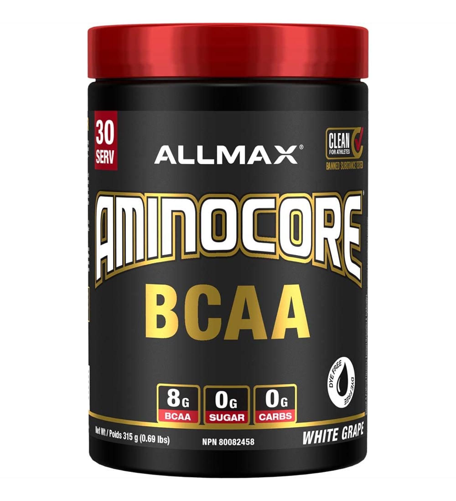 ALLMAX Nutrition Aminocore Bcaa - 8g Bcaas - 100% Pure Branch Chained Amino Acids - Gluten Free 315 gram White Grape White Grape 30 Servings (Pack of 1) 8g Bcaas - Buy Online on SooperMarket.com