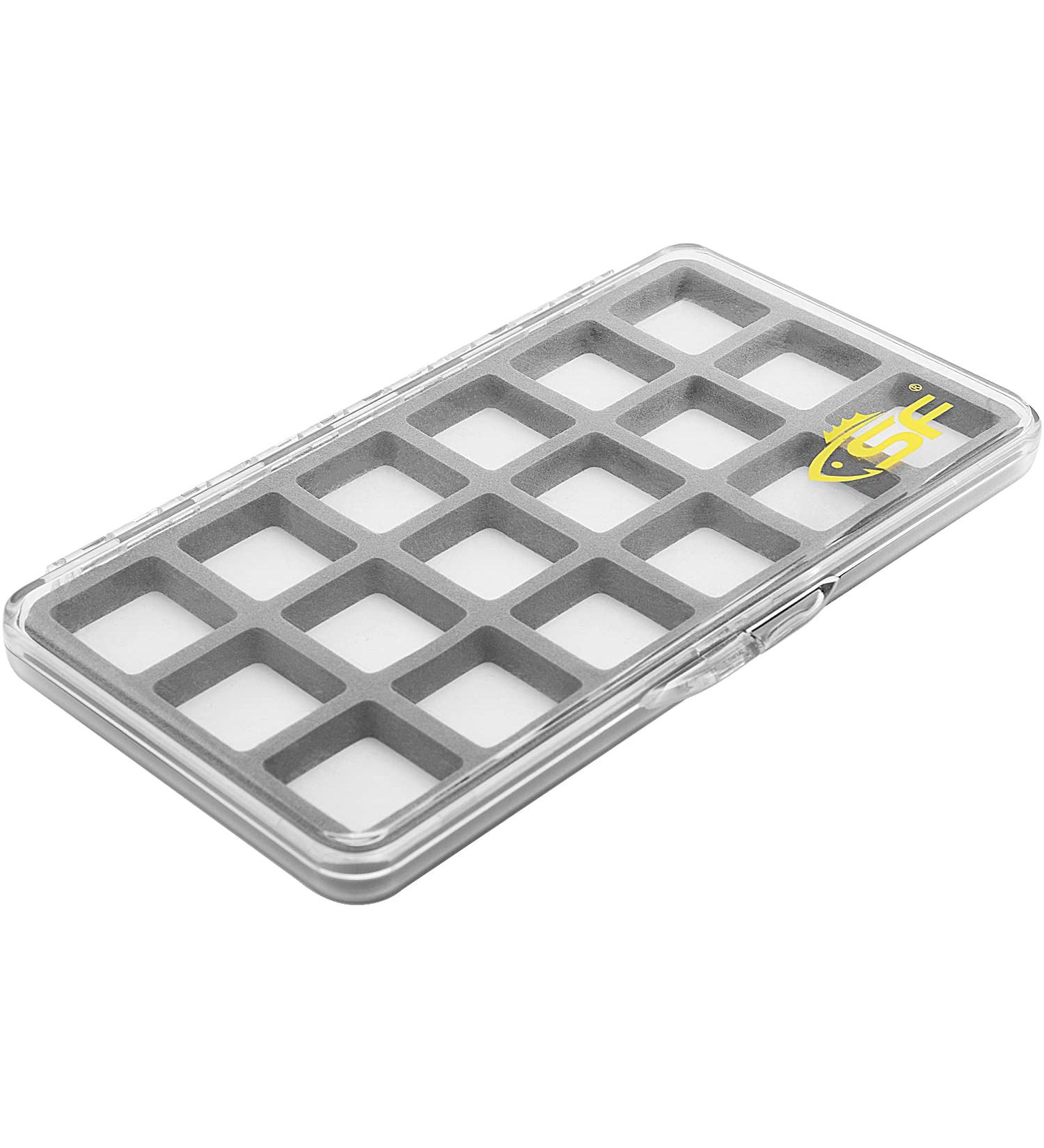 SF Slim Fly Box for Fly Fishing - Super Thin Clear Box with 18 Compartments - Buy Online on SooperMarket.com