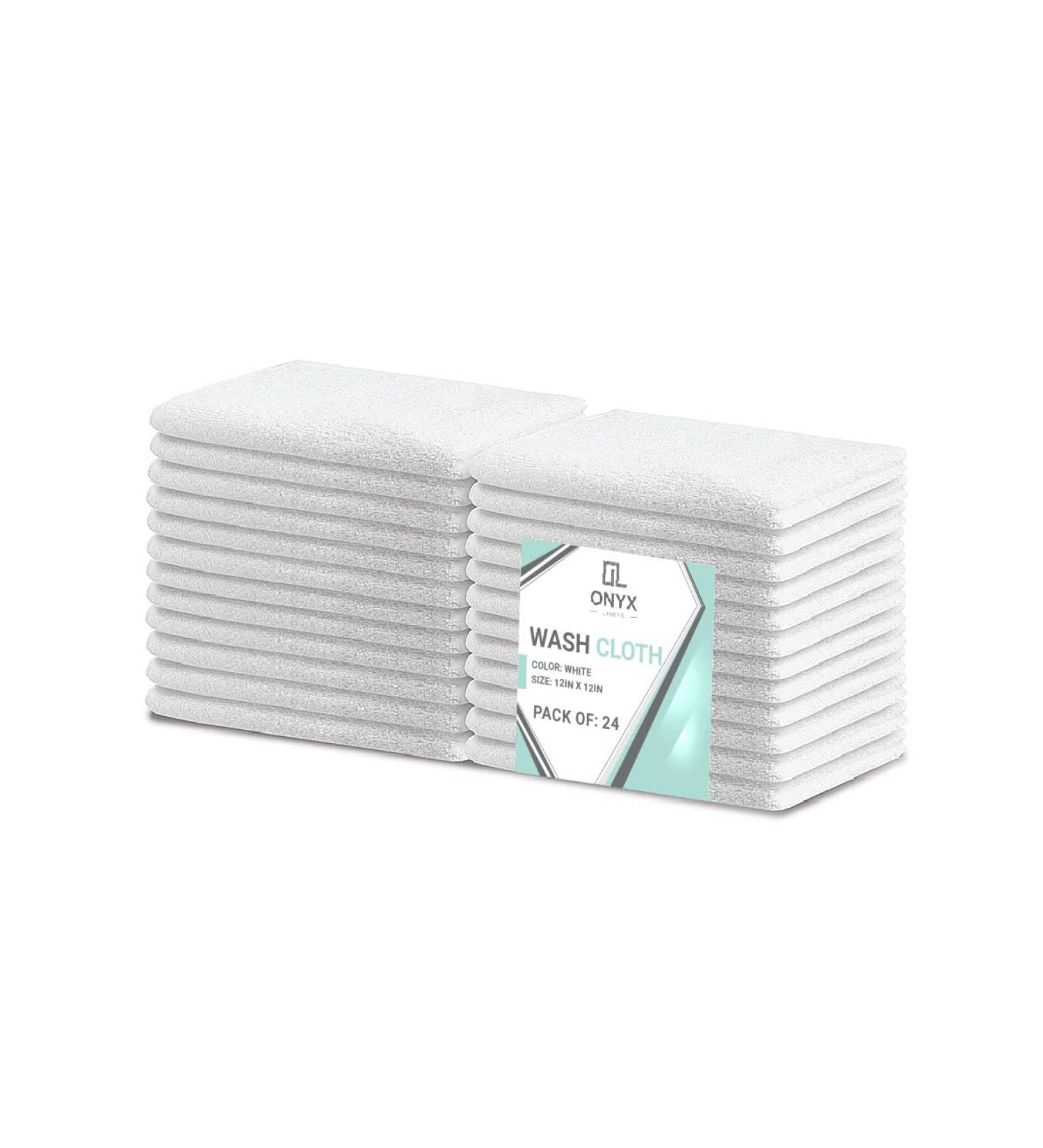 Onyx 100% Cotton Wash Cloths - Pack of 24 | Quick Dry & Ultra-Soft Towels for Bathroom, Face, Gym & Baby Bath - Buy Online on SooperMarket.com