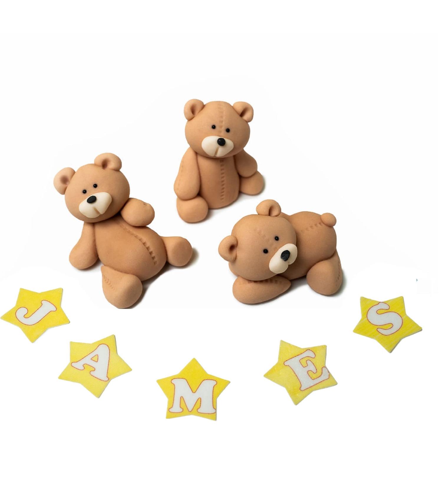 jncakes 3 Teddy Bears set cake topper 100% EDIBLE personalised name - Buy Online on SooperMarket.com