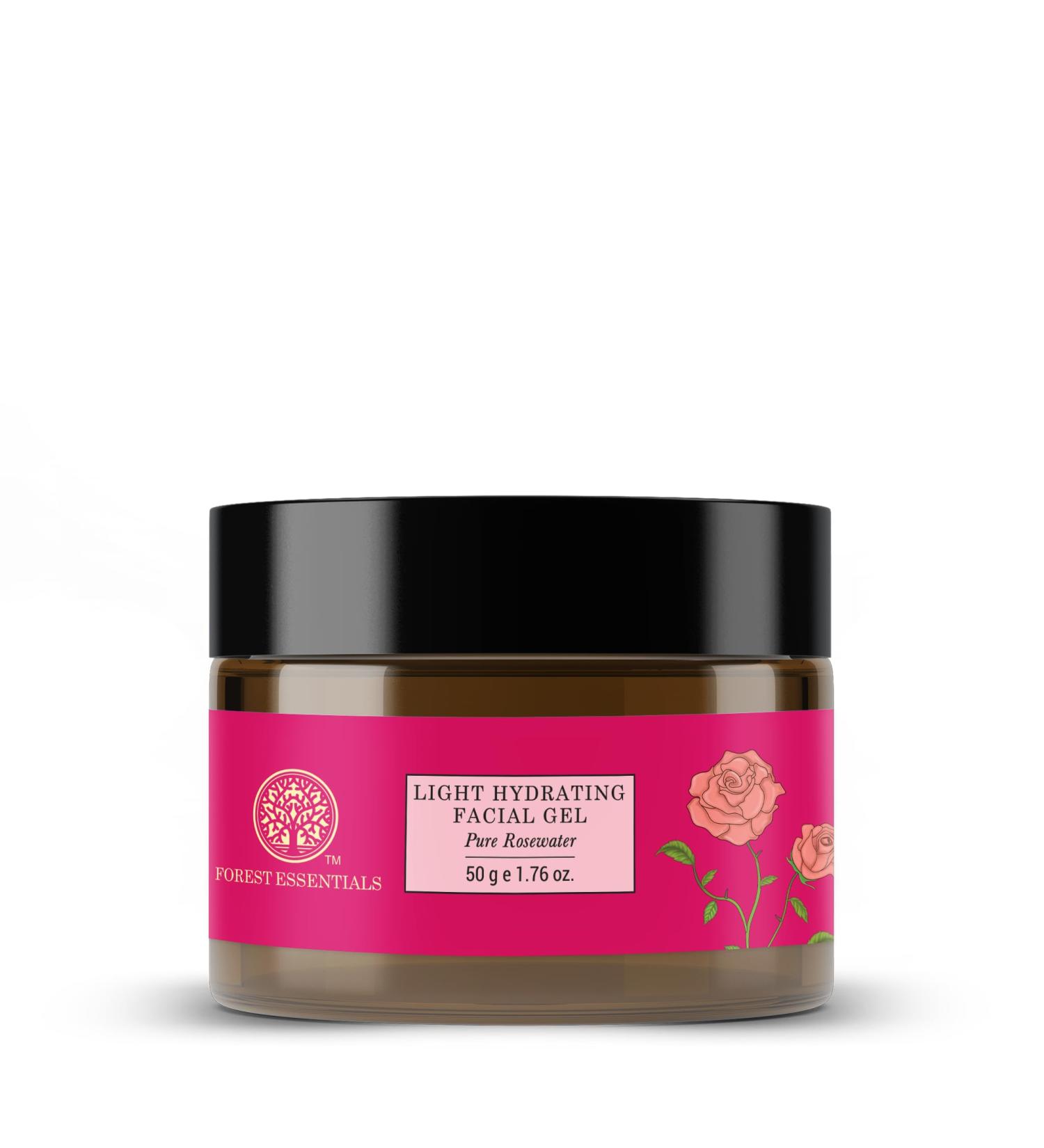 Forest Essentials Light Hydrating Facial Gel with Pure Rosewater - 50g | Best International Shipping & Natural Skincare - Buy Online on SooperMarket.com