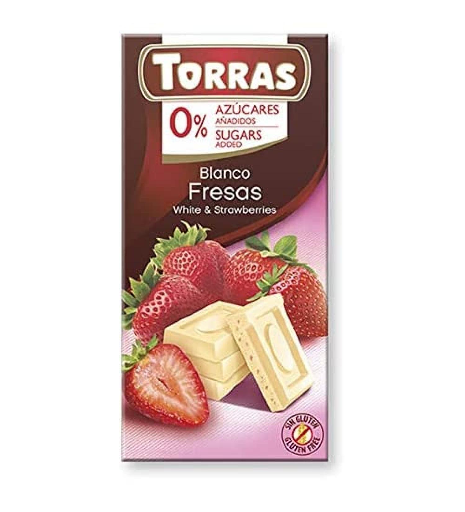 Torras No Added Sugar White Chocolate and Strawberry Bar 75g 1 - Buy Online on SooperMarket.com