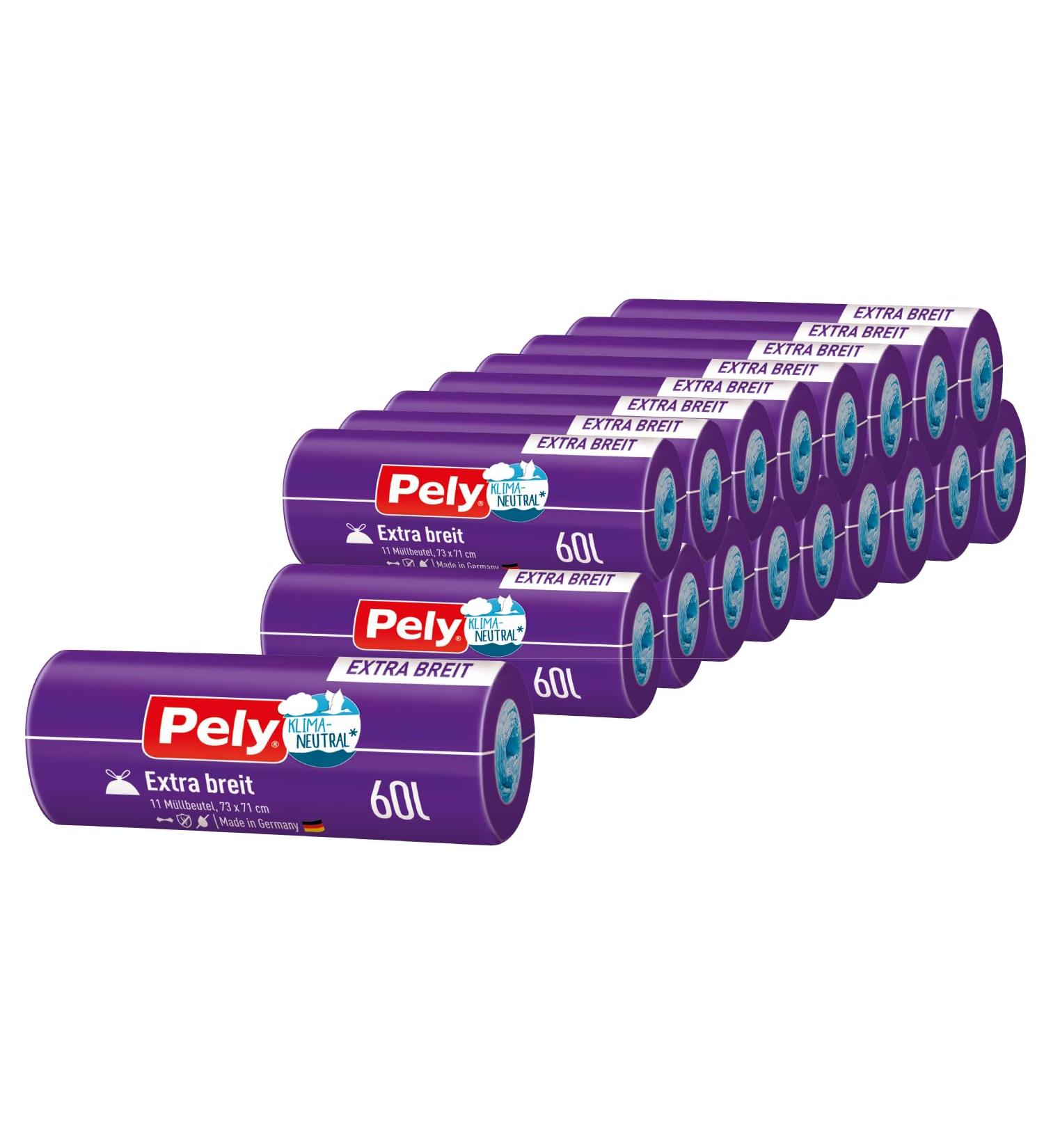 Pely Drawstring Garbage Bag - Anti-Odor 60L Extra Wide Climate Neutral - Value Pack (17 x 11) for Eco-Friendly Cleaning - Buy Online on SooperMarket.com