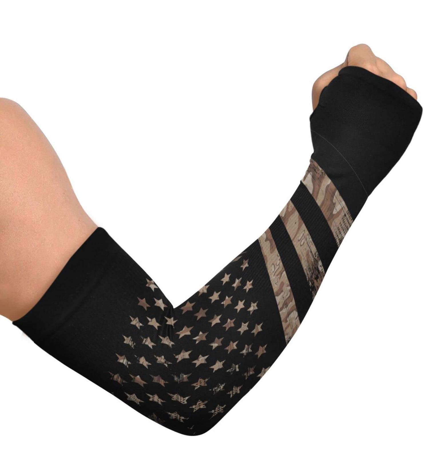 Dussdil American Flag Camou Gardening Arm Sleeves - Desert Camouflage UV Sun Protection Cooling Sleeves for Men and Women - Buy Online on SooperMarket.com