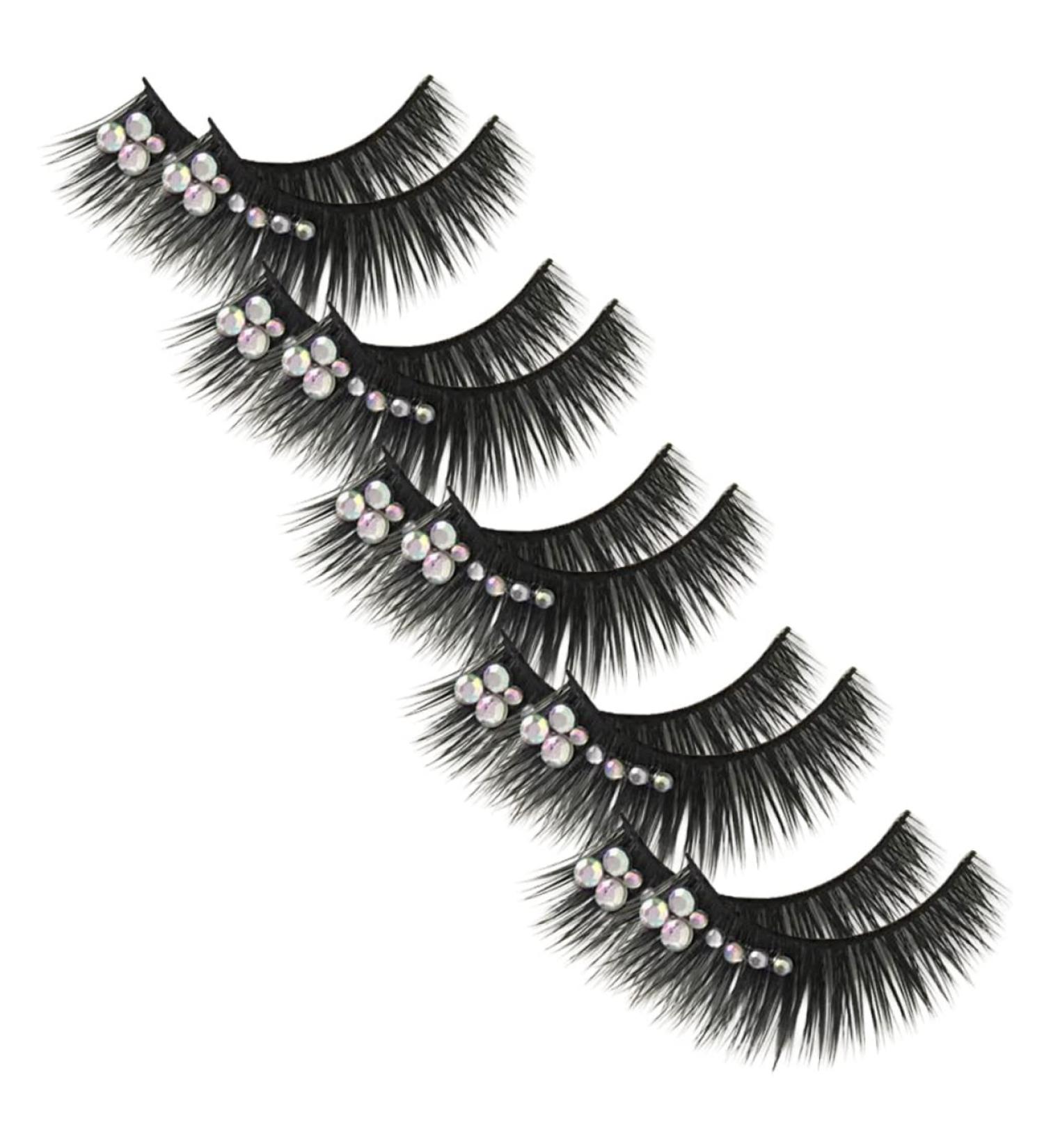 Beavorty 5 Pairs Diamond Eyelashes | Colorful Lash Extensions & Royal Silk False Lashes with Rhinestones | Natural Look Makeup - Buy Online on SooperMarket.com