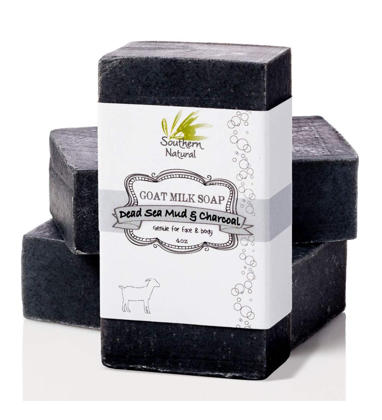 Activated Charcoal Soap Bar (3 Pack) - All Natural Acne and Body Soap with Dead Sea Mud, Goat Milk & Peppermint Oil - 4 oz bars (Pack of 3) - Buy Online on SooperMarket.com