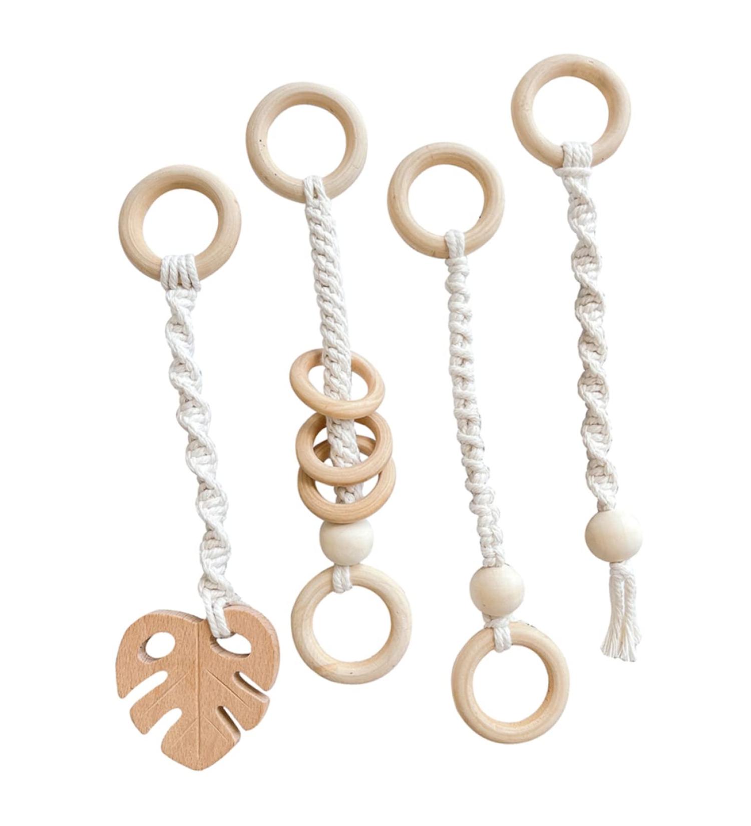 Zerodeko 4pcs Wood Hanging Newborn Ornament Set - Room Decor, Gifts, Rattle, Crinkle, Gym Pendants - Buy Online on SooperMarket.com