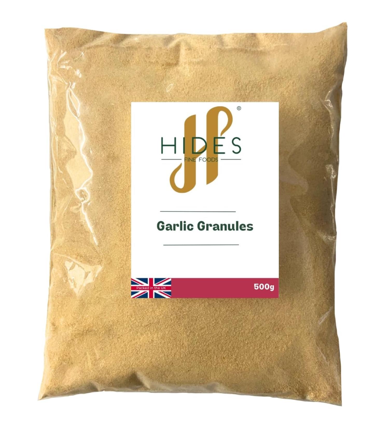 Hides Fine Foods - Garlic Granules 500g- GMO Free - Suitable for Vegetarians - Perfect for rubs - Meat Seasoning - Vegetable Seasoning - Perfect for Summer - Buy Online on SooperMarket.com