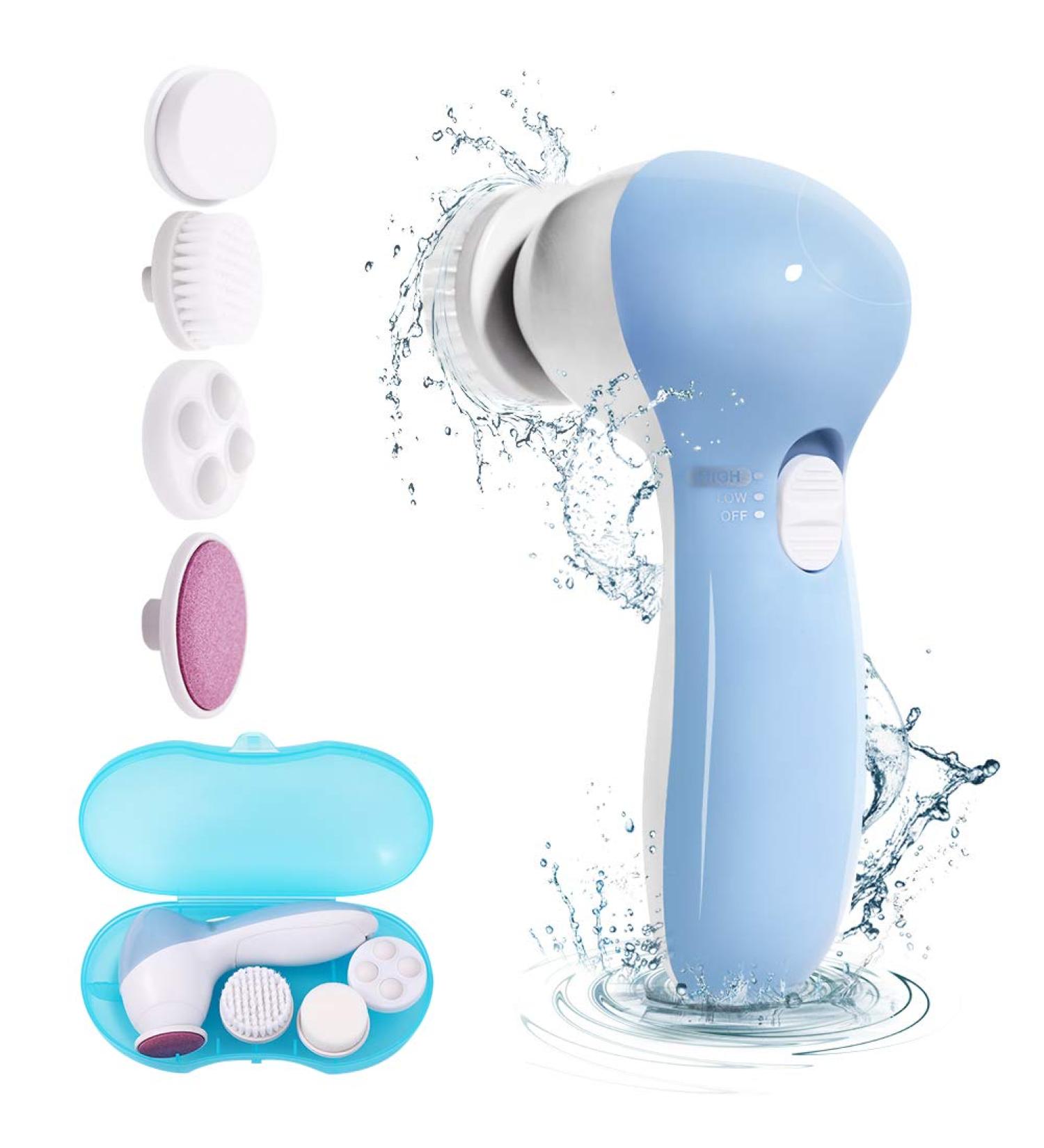 Buy MOSCHOW Face Cleansing Brush 4-in-1 Set - Waterproof Facial Brush with Exfoliating Heads - Blue - Buy Online on SooperMarket.com