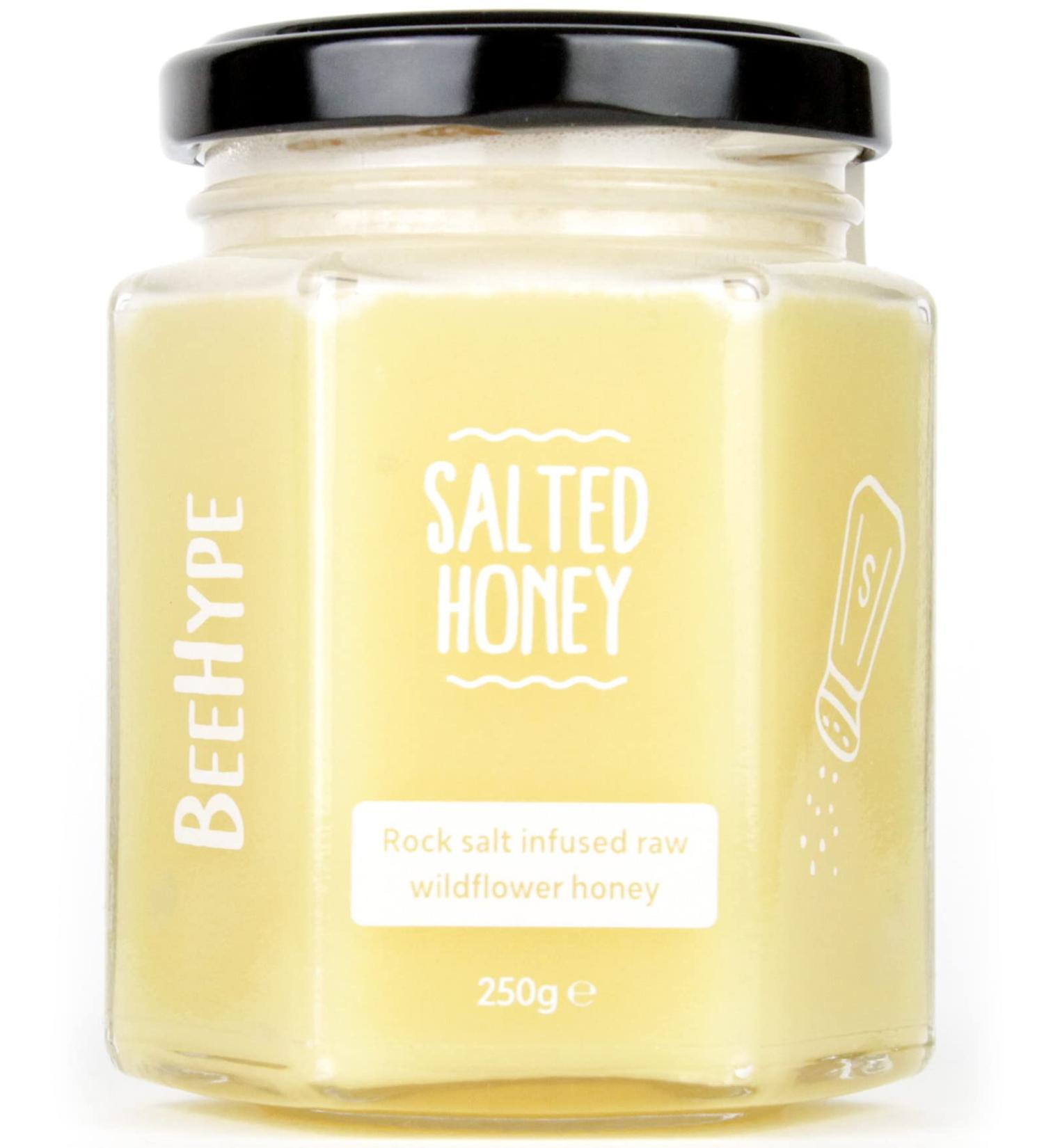 BeeHype Salted Honey Raw Wildflower Honey with Alpine Rock Salt - Low-Calorie Vegetarian Alternative - 250g - Buy Online on SooperMarket.com