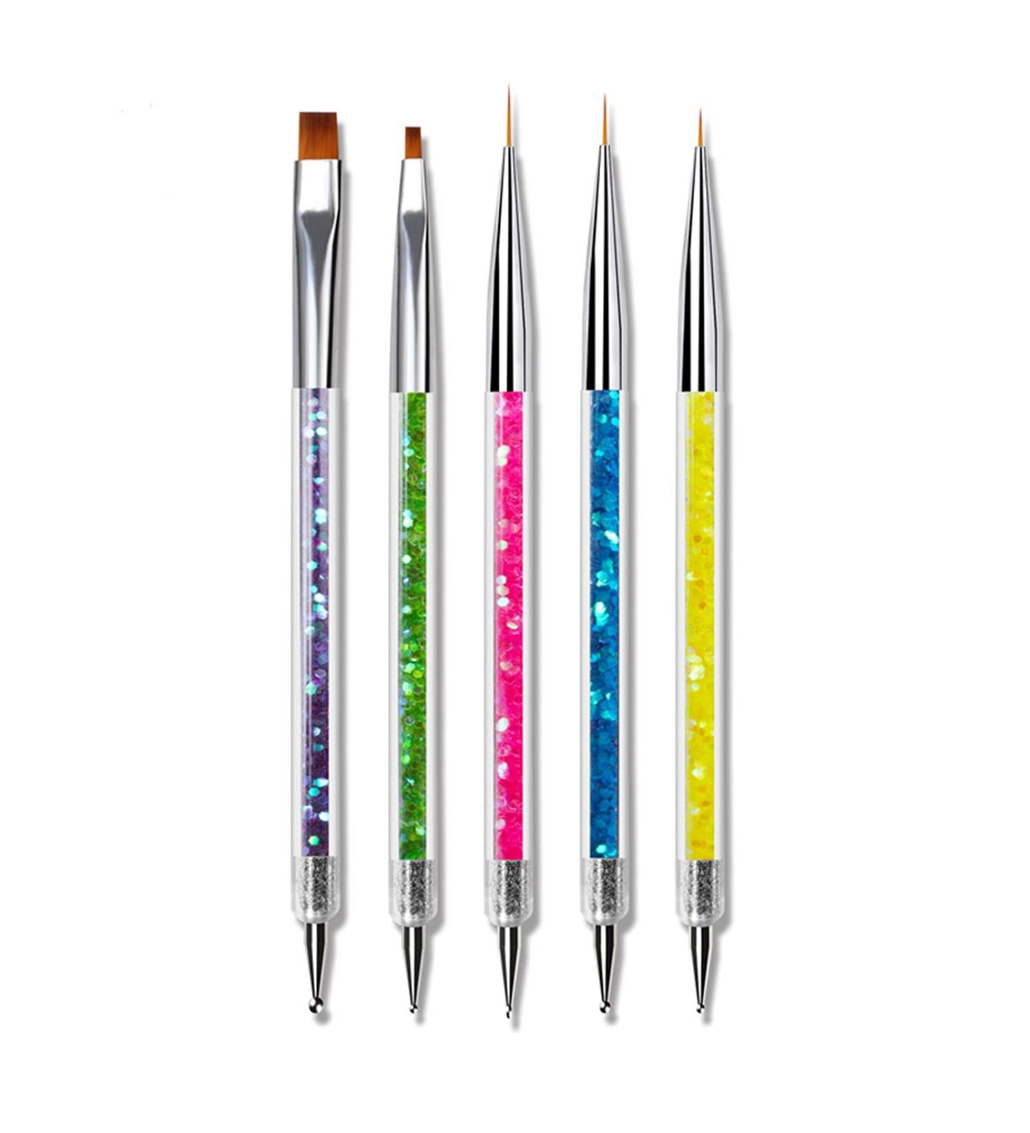 SINEN 5 Pcs Double Ended Nail Design Brushes - Nail Painting Brush Pen Set for Home DIY and Salon - Buy Online on SooperMarket.com