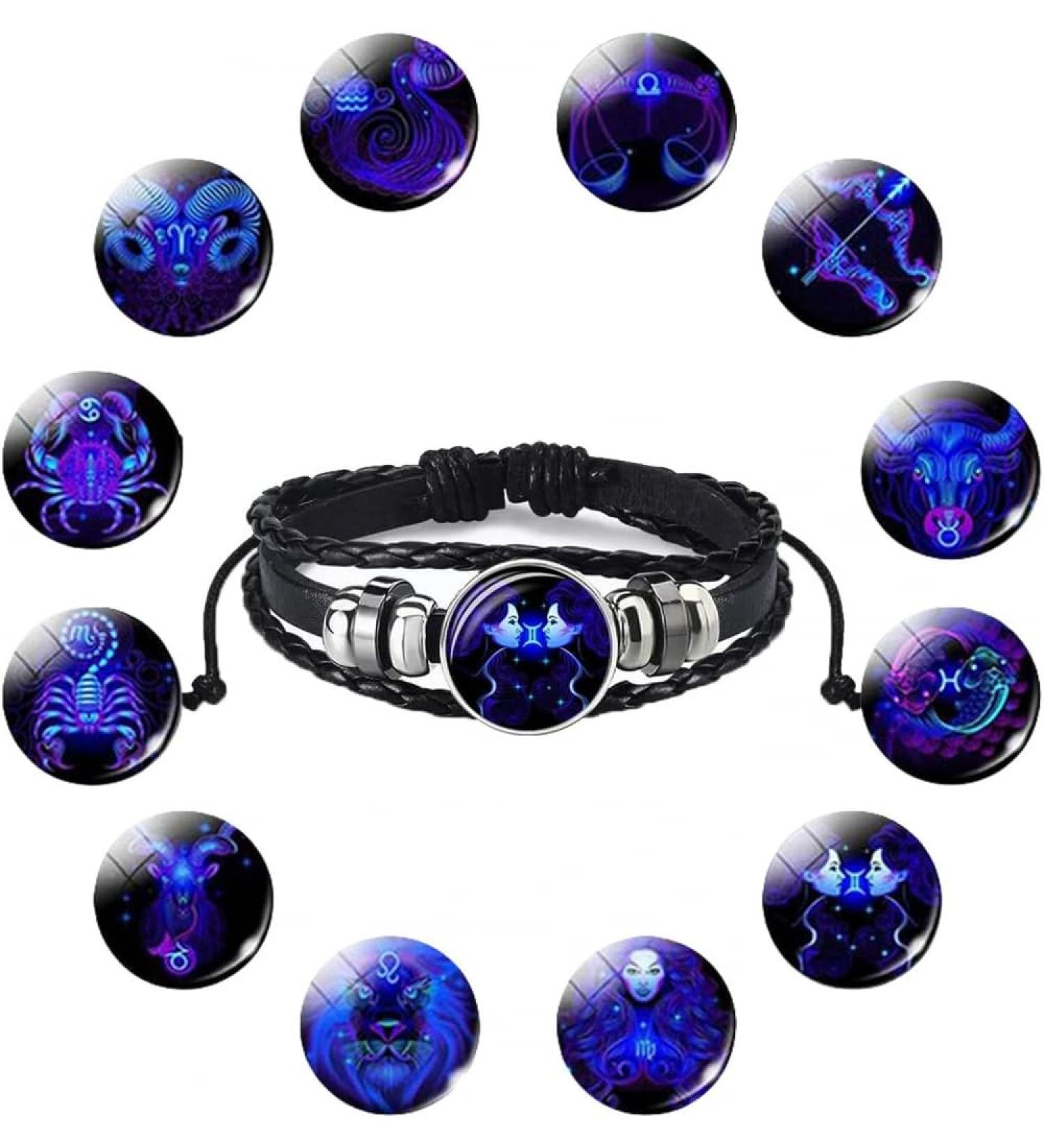 TURSHI Signs Spirit Bracelet 12 Constellation Handmade Bead Woven Multilayer Leather Bracelet Handmade Multilayer Adjustable 12 Constellation Bracelets Glow In The Dark Bracelet for Women Men Gemini: - Buy Online on SooperMarket.com