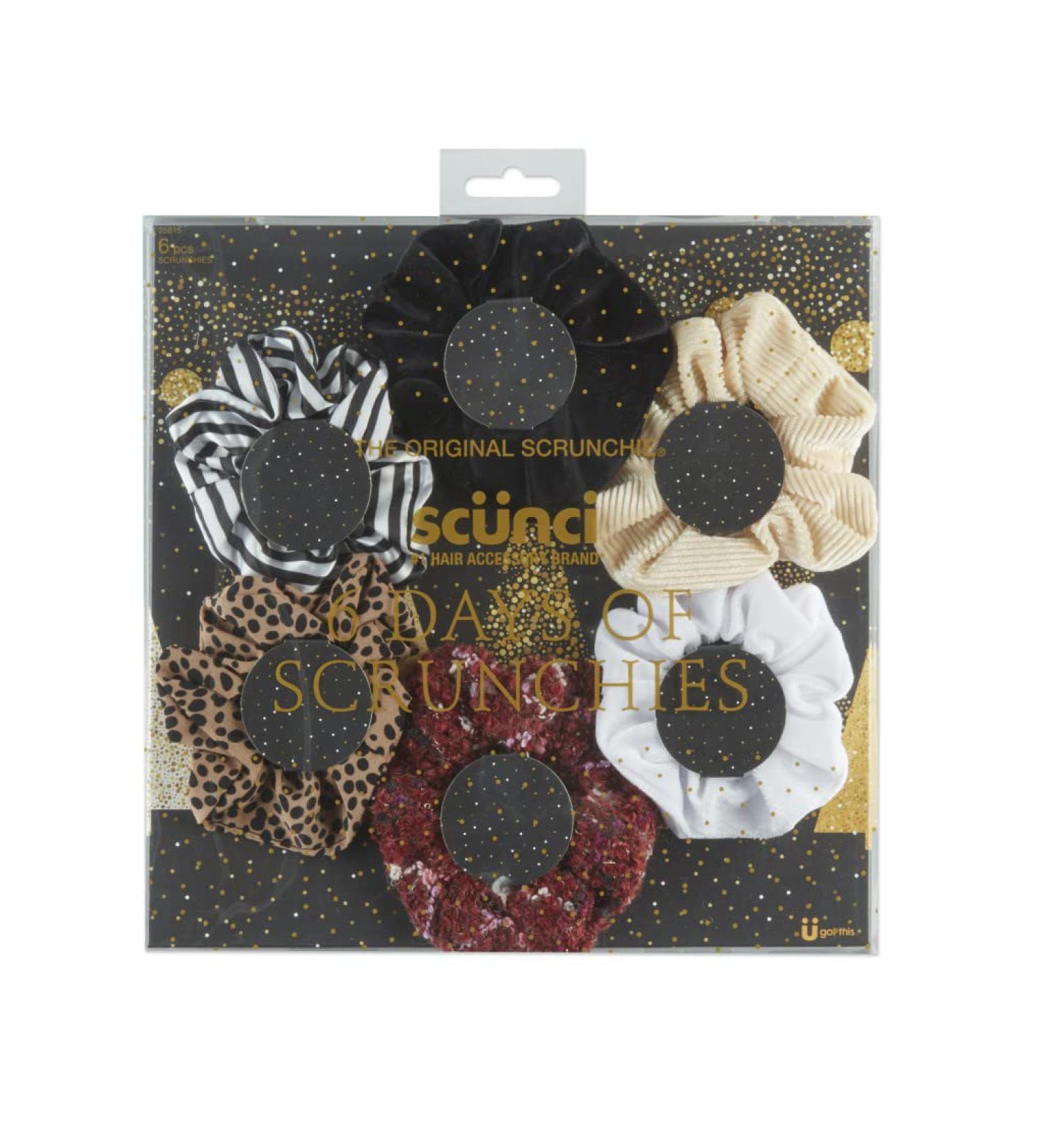 Six Days of Scrunchies Glamour Gift Set - Original Scrunchie with 6 Unique Designs in Presentation Box - Buy Online on SooperMarket.com