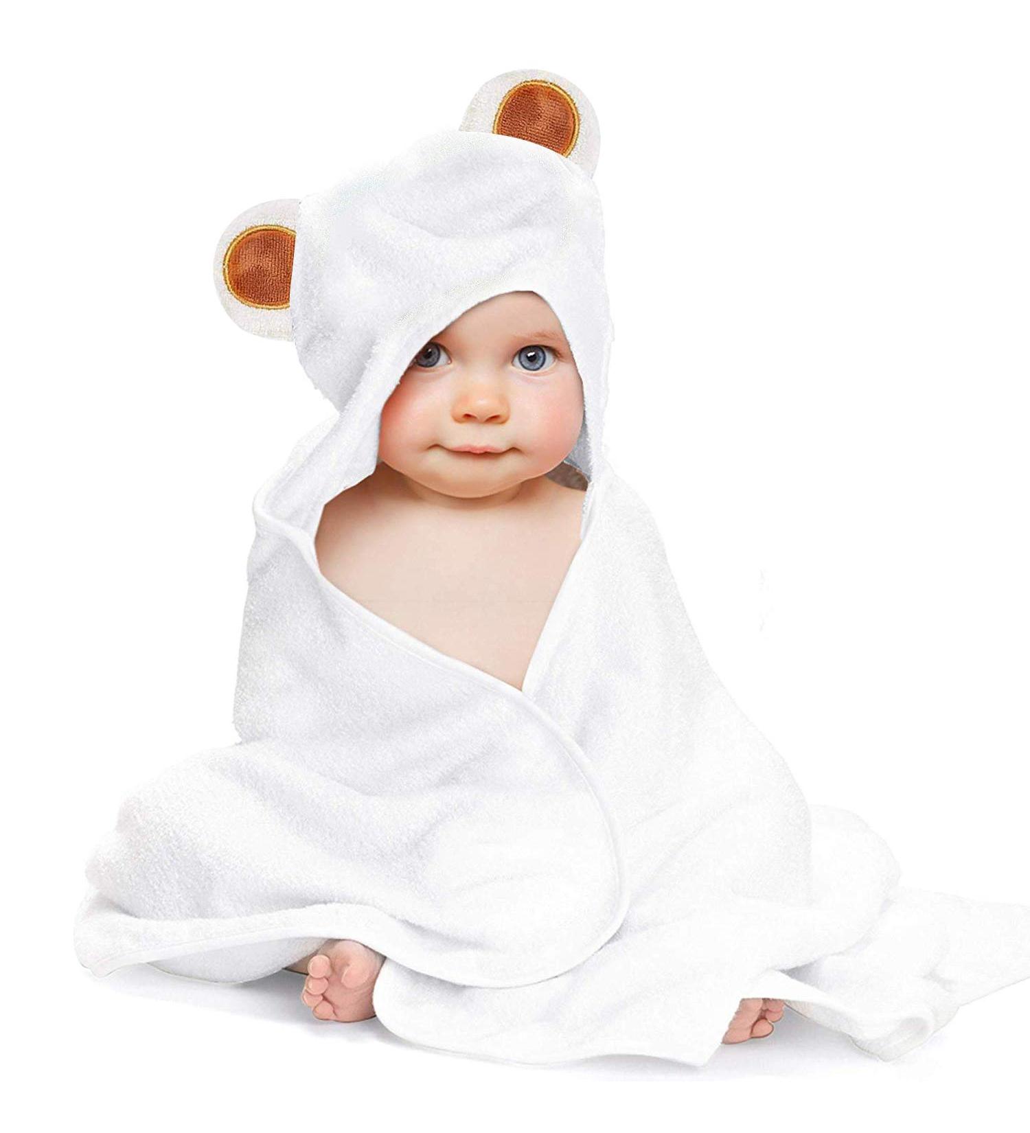 Cozy Bamboo Hooded Bathing Towel for Babies & Kids | Lattcure 90x90 cm | Warm & Soft Bath Towels - Buy Online on SooperMarket.com