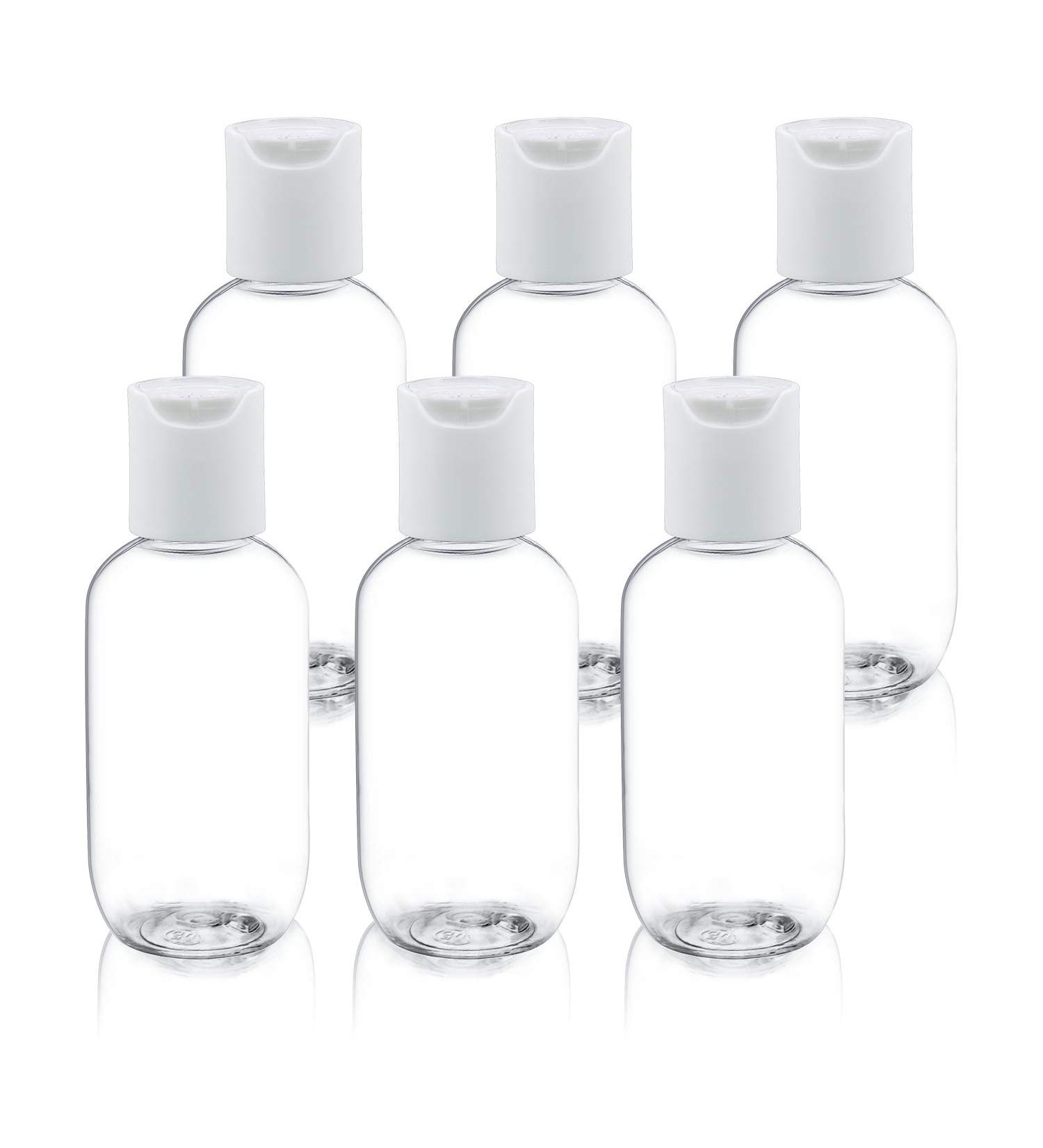 TrendBox 60ml Empty Plastic Refillable Bottles - Disc Top Flip Cap - 6 Pack | Ideal for Essentials Shipping Worldwide - Buy Online on SooperMarket.com
