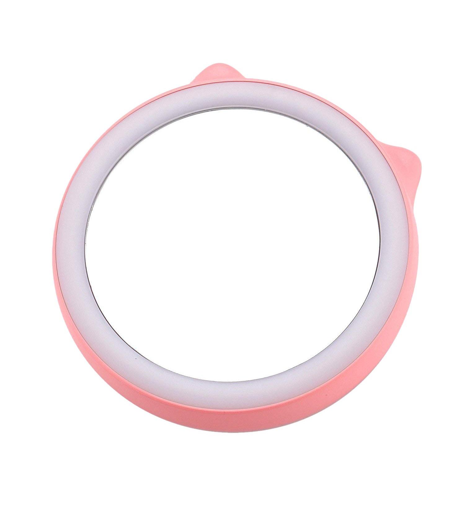 5200MAh Portable Mini Mobile Power Portable Mirror Wireless USB Charging with LED Lighting Mini Vanity Mirror Travel Sensing Lighting-Pink - Buy Online on SooperMarket.com
