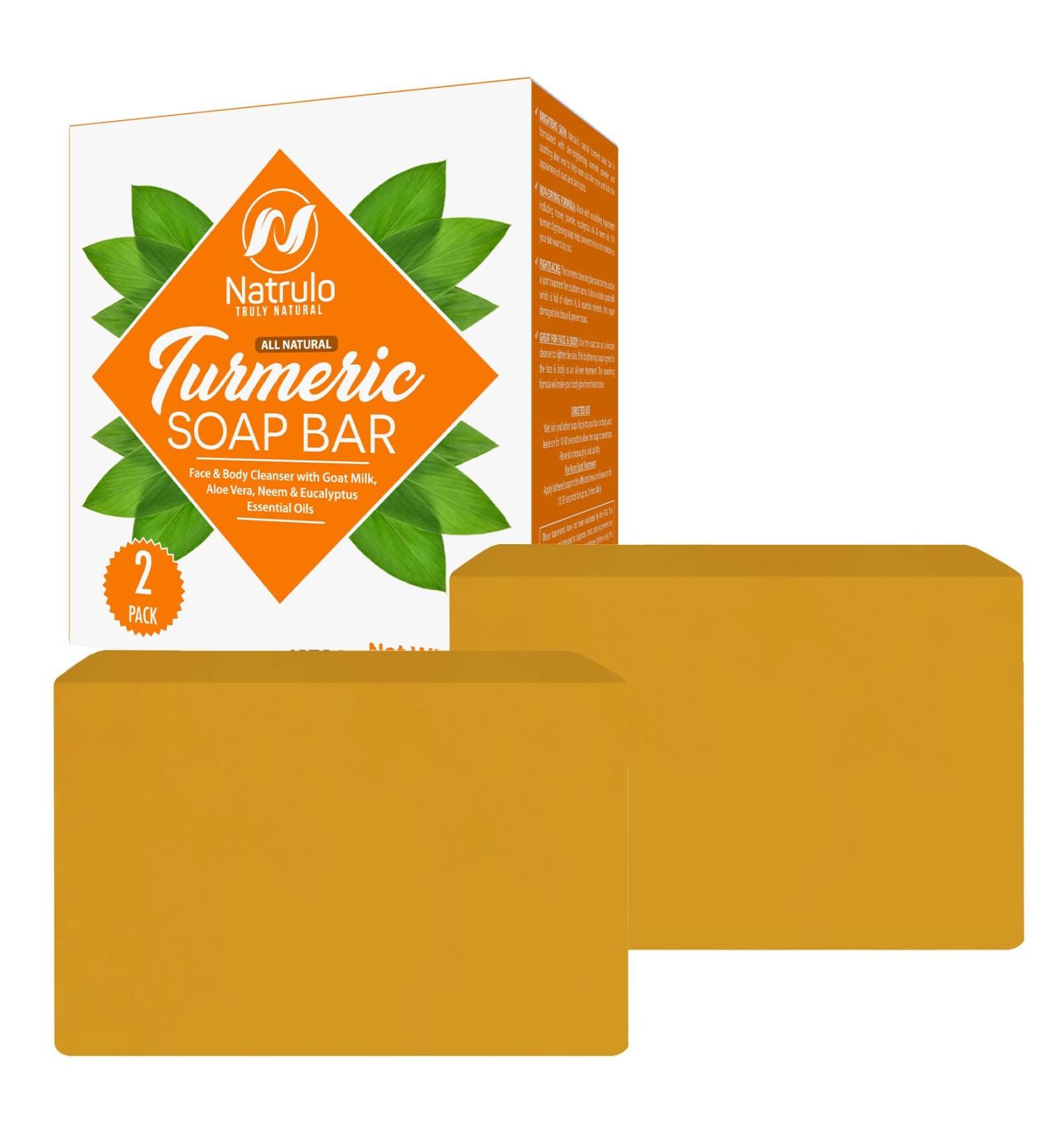 Turmeric Soap Bar for Face & Body - Natural Brightening Skin Soap - Reduces Acne, Brightens Scars, Cleanses Skin - Made in USA (2 Pack) - Buy Online on SooperMarket.com