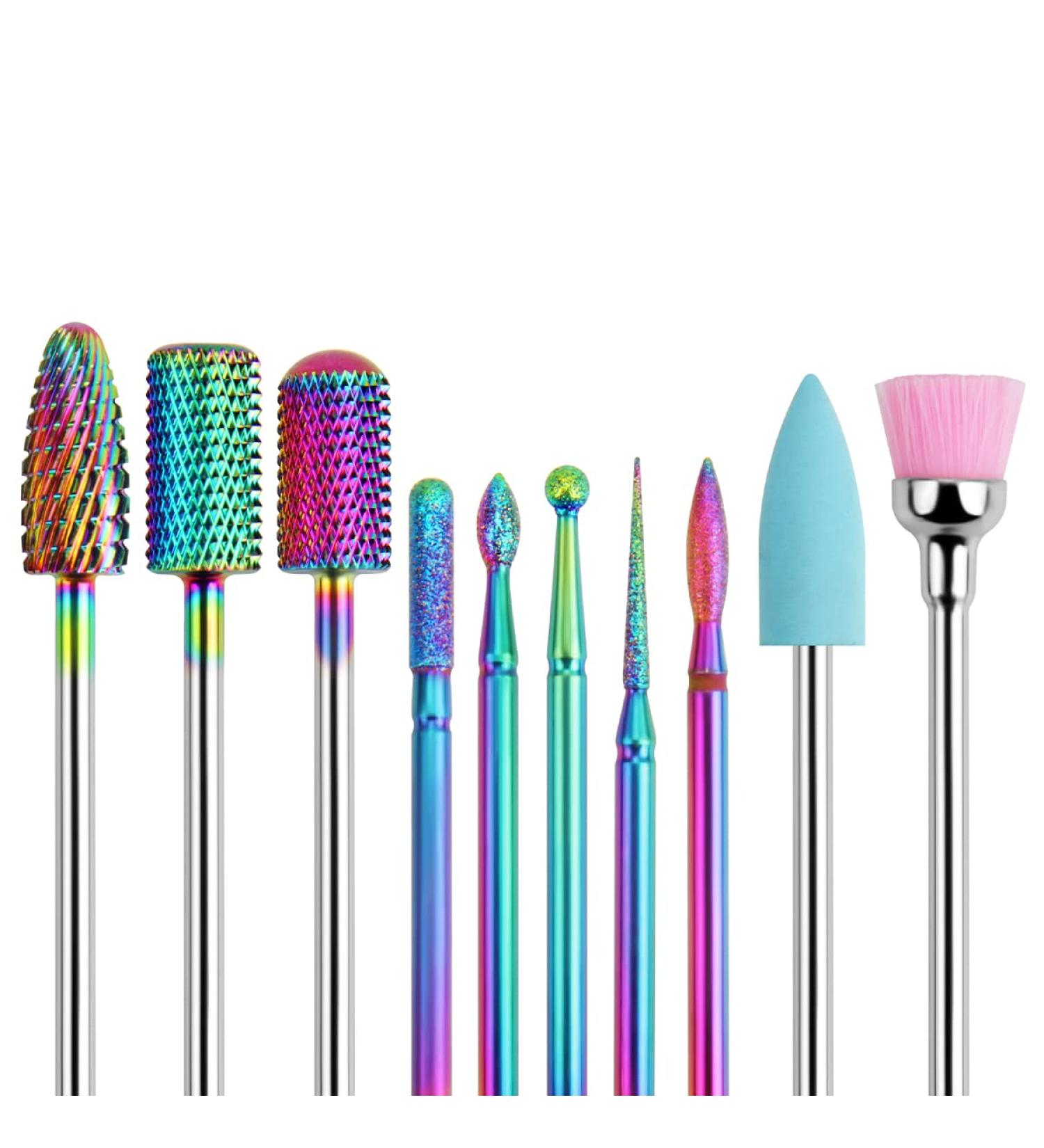 BELICOO Nail Drill Bits Sets 10pcs Professional Electric Nail Files Drill 3/32 Inches Tungsten Steel Diamanten Cuticle Nail Drill Tool Home Nail Salon - Rainbow) Rainbow-professional - Buy Online on SooperMarket.com