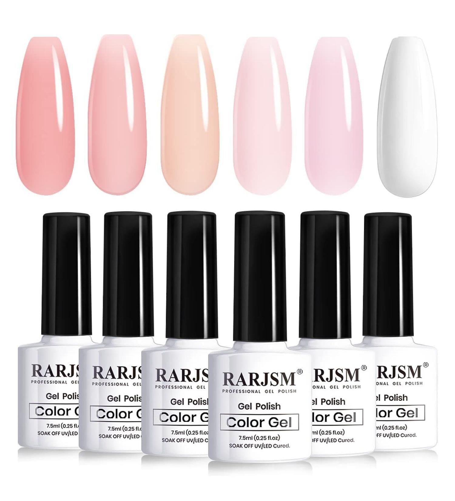 Nude Gel Polish Set for French Manicure - 6 Transparent Colors for Home Salon, LED UV Curing - 7.5ml Each - Buy Online on SooperMarket.com