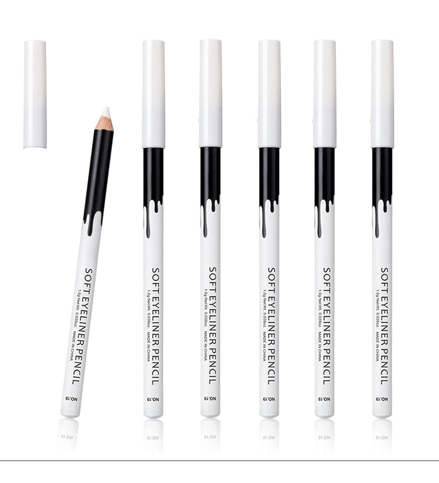 KAIQIKAIXI 6 White Eyeliner Pencils - Professional Waterproof Long-Lasting Eye Brightener & Lip Liner Set - Buy Online on SooperMarket.com
