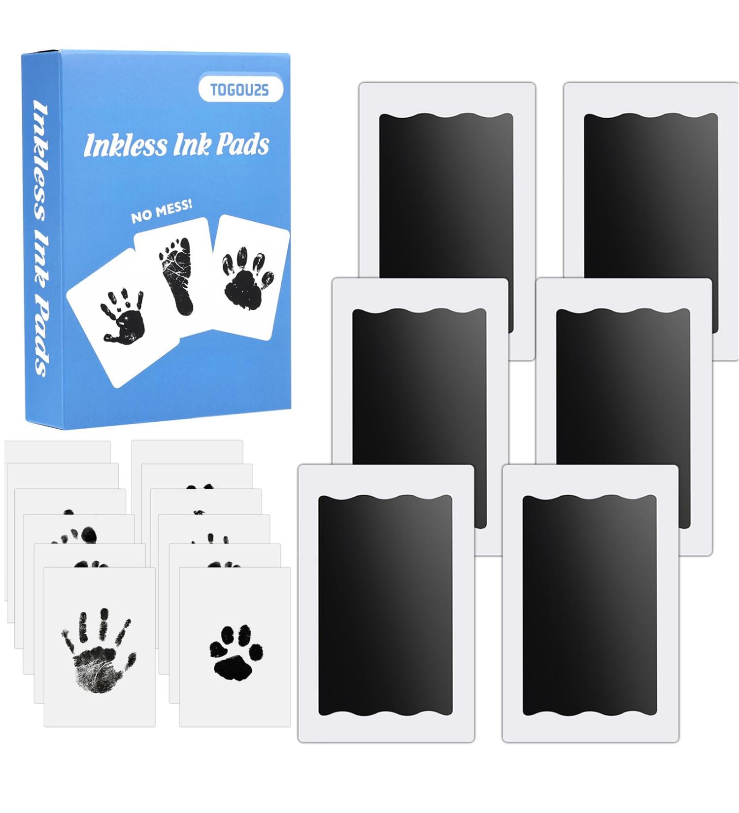Togou2s Baby Handprint & Footprint Set - 6Pcs Clean Touch Stamp Kit | Baby Footprints Gift Box (0-6 Months) | Dog & Cat Paw Print Set - Buy Online on SooperMarket.com