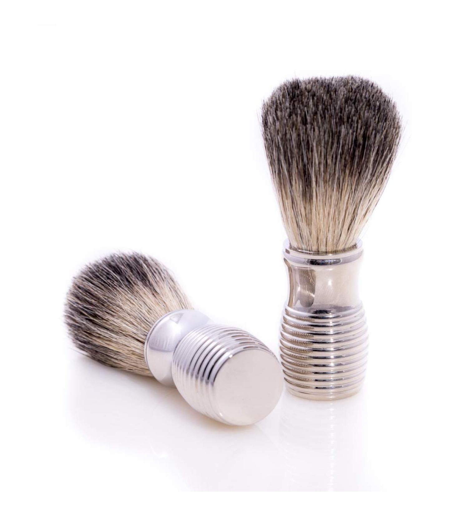 Bey-Berk BB50 Pure Badger Shaving Brush with Chrome Handle Grey