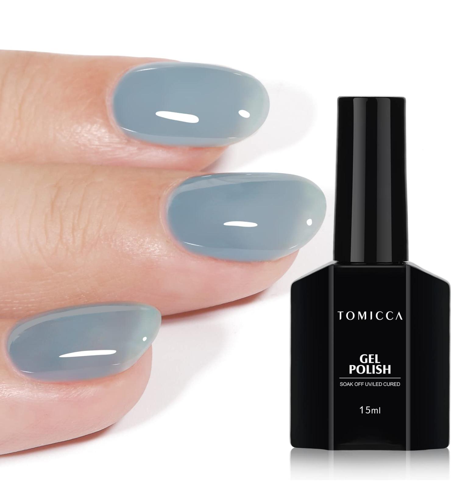TOMICCA Grey Blue Jelly Gel Nail Polish - Sheer Teal Color, Quick Dry & Soak Off U V Gel Nails for DIY Nail Art - Buy Online on SooperMarket.com