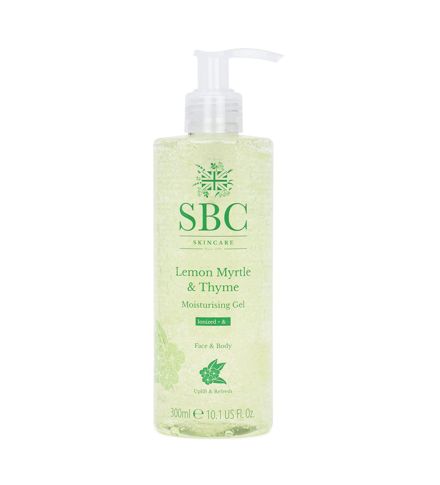 SBC Skincare Lemon Myrtle and Thyme Moisturising Gel 300ml Light Gel Moisturiser for Oily Skin Suitable for Face and Body Moisturiser
