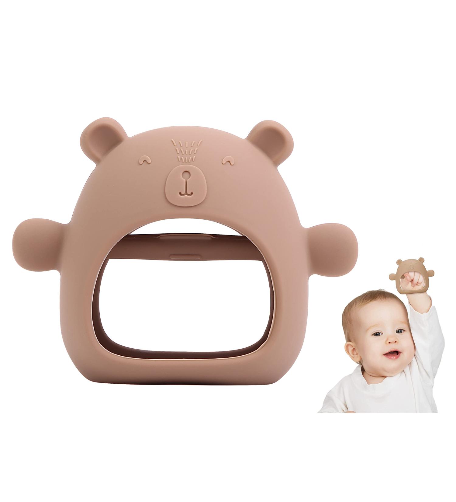 Bear Mitten Baby Teether - Anti-Drop Teething Toy for Babies 3+ Months - Silicone Teether for Teething Relief - BPA Free (Brown) - Buy Online on SooperMarket.com