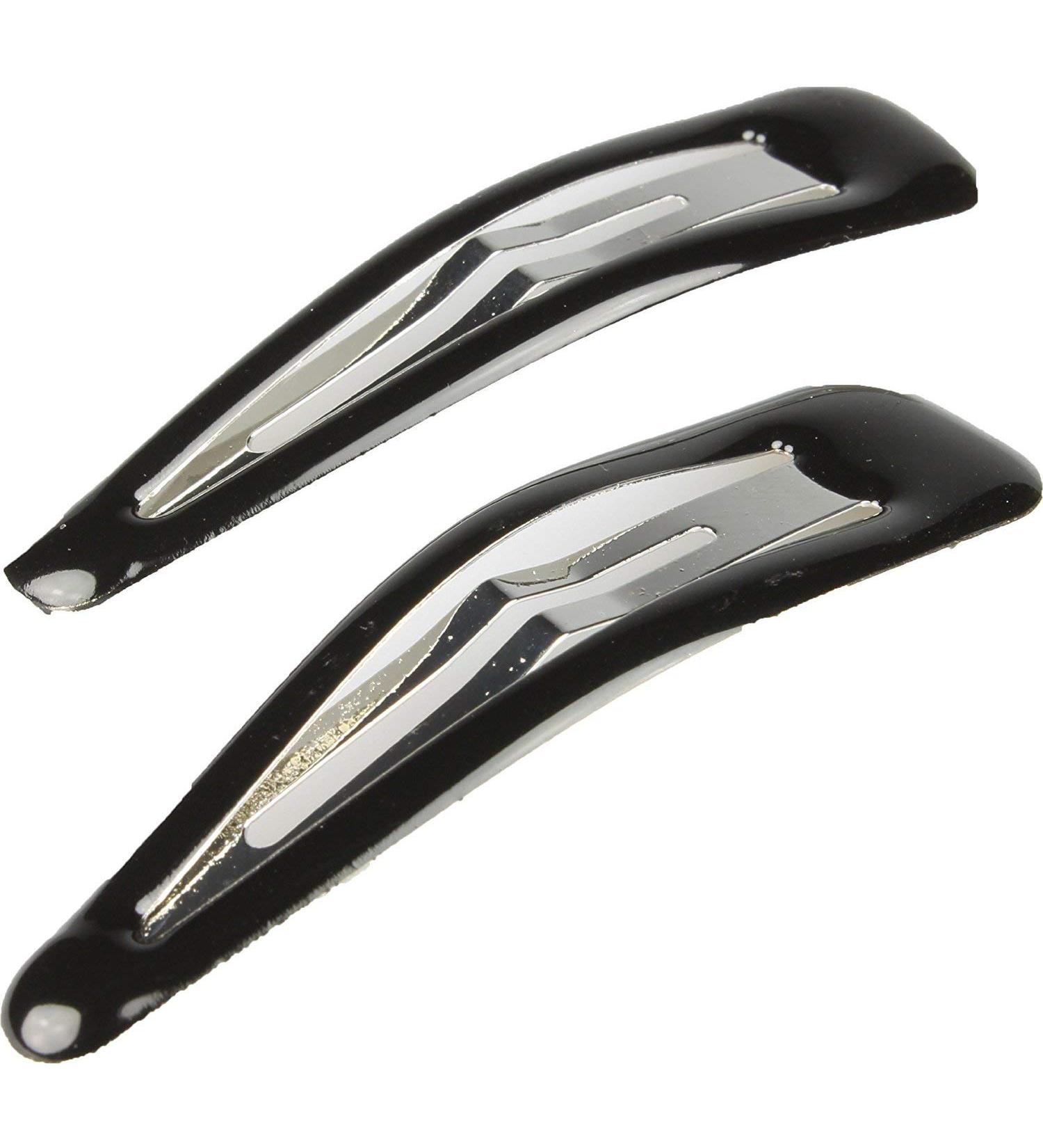 Large Hair Snap Clips Bendies Sleepies 2 Pack 7Cm Ladies Girls Hair Clips Clips Black
