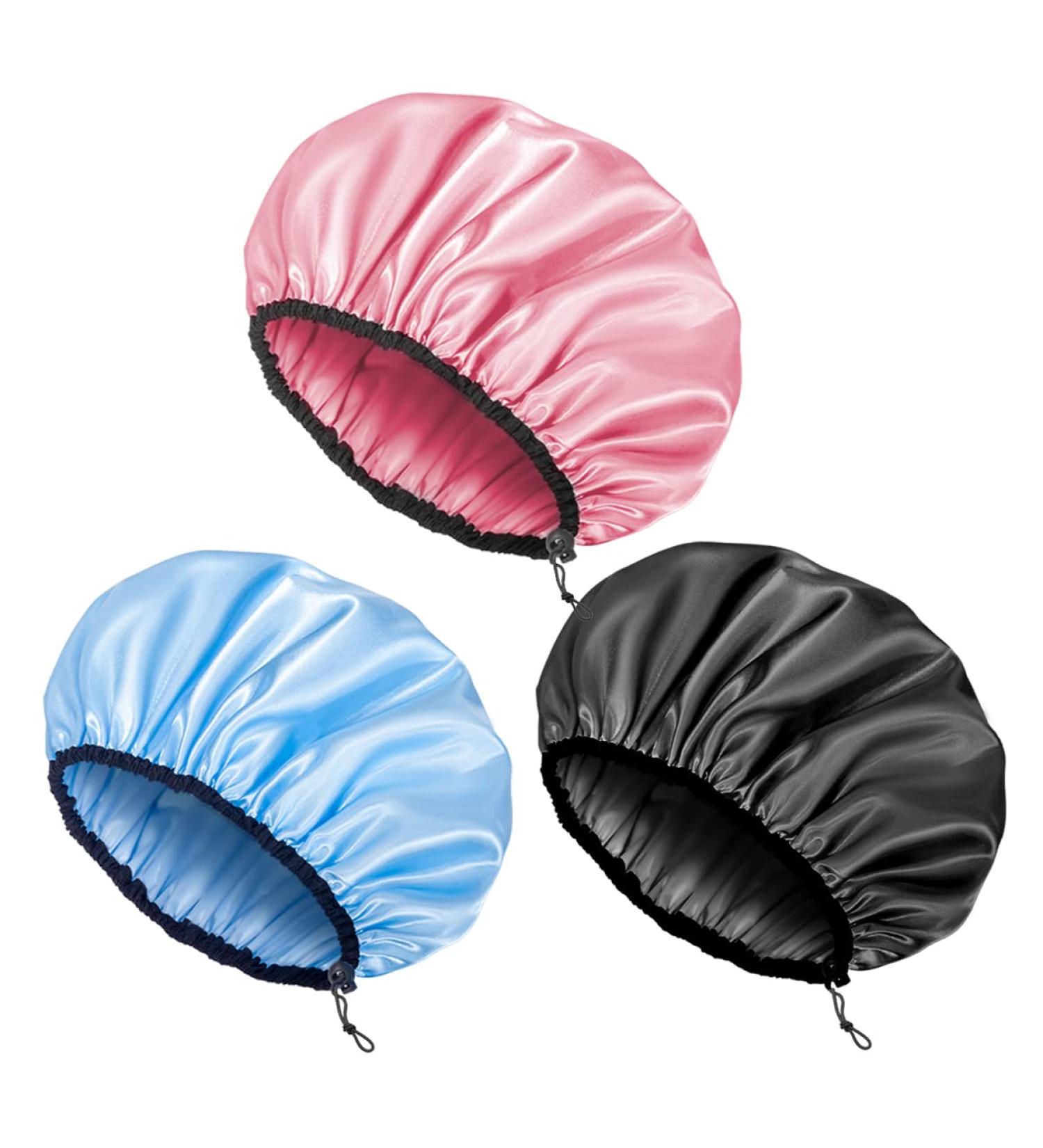 Auban Adjustable Extra Large Shower Cap for Women - Reusable Waterproof Hair Cap in 3 Colors - Buy Online on SooperMarket.com