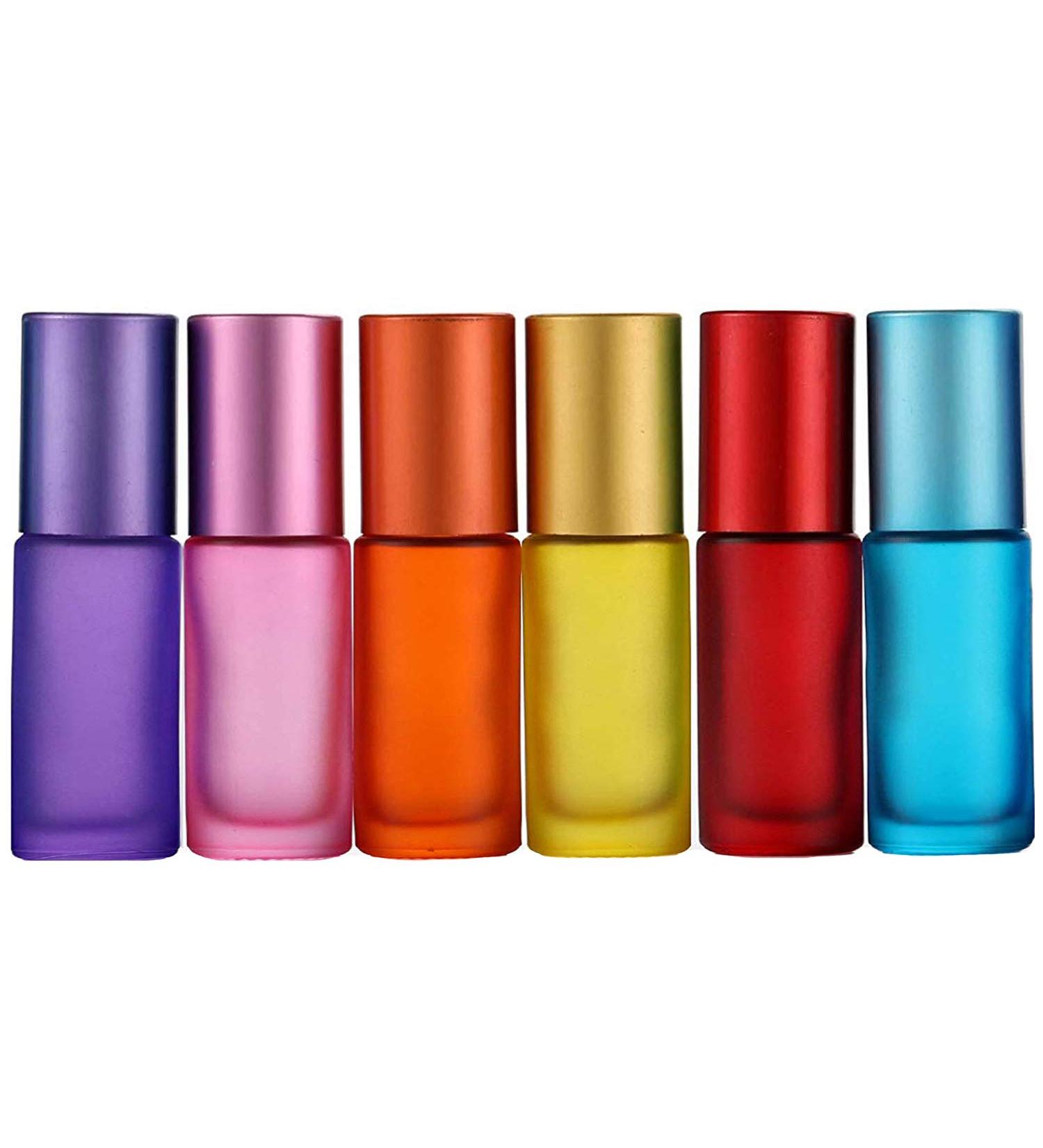 JamHooDirect 6Pcs 5ml Essential Oils Roller Bottles Empty Refillable Colorful Frosted Glass Roll on Bottles with 1 Opener & 1 Dropper Perfect for Aromatherapy Fragrance Perfume - Buy Online on SooperMarket.com