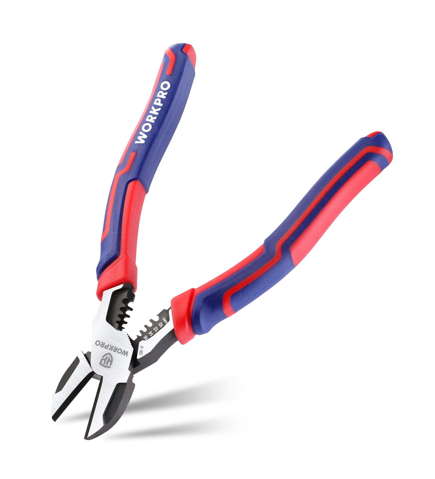 WORKPRO Diagonal Cutting Pliers with Wire Stripper 200mm Heavy Duty Cr-V Wire Cutters Multi-Function High Leverage Side Cutters Industrial Pliers - Buy Online on SooperMarket.com
