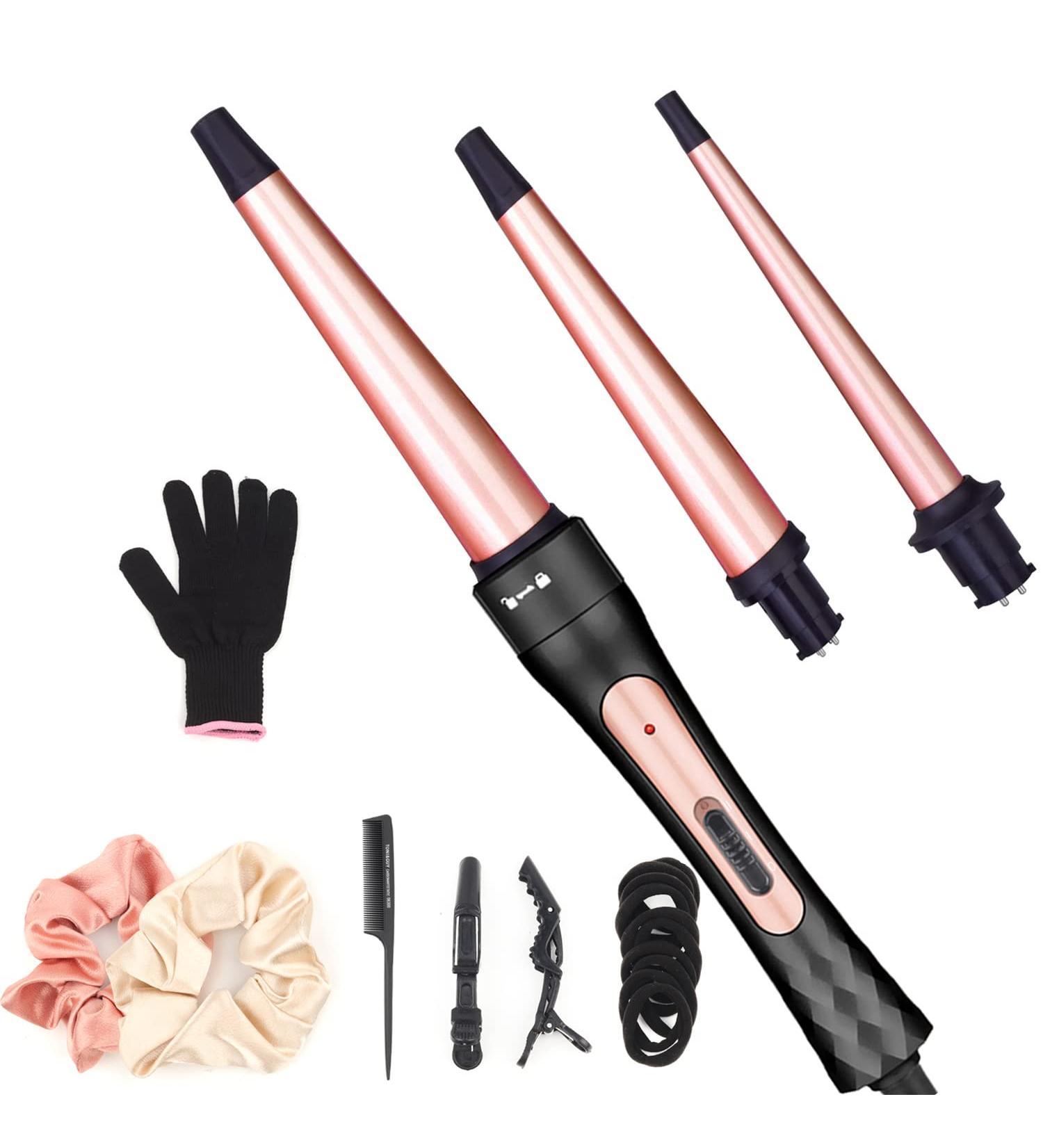 JAETON Hair Curling Wand Iron Conical Curling Iron Set Interchangeable Ceramic Barrel Hair Curler Set for Short & Long Hair (Small 3 Tubes) - Buy Online on SooperMarket.com