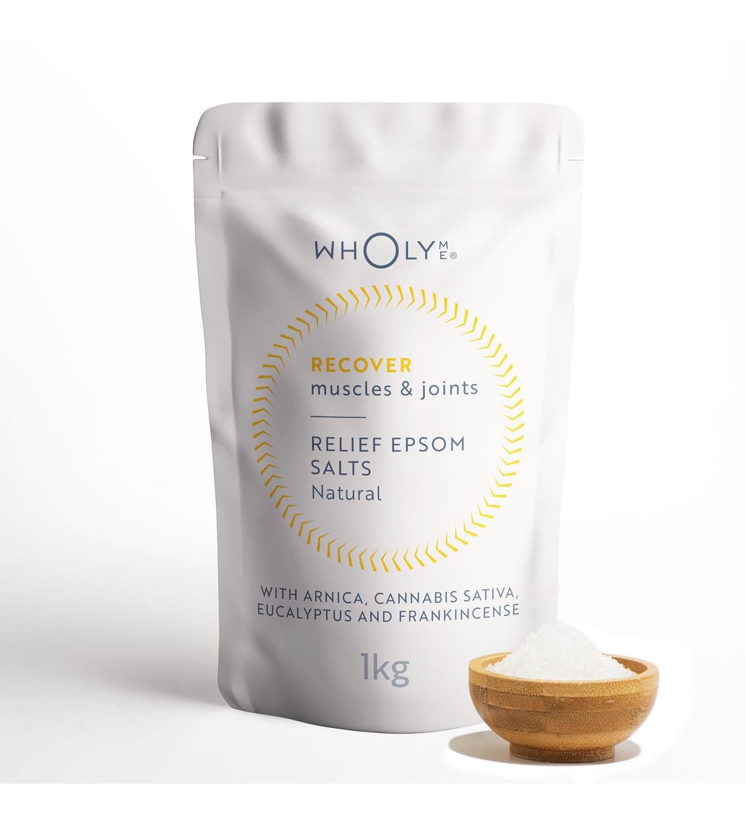 WholyMe Epsom Salt Bath Salts - Muscle & Joint Recovery Soak with Arnica & Essential Oils - 1kg - Buy Online on SooperMarket.com