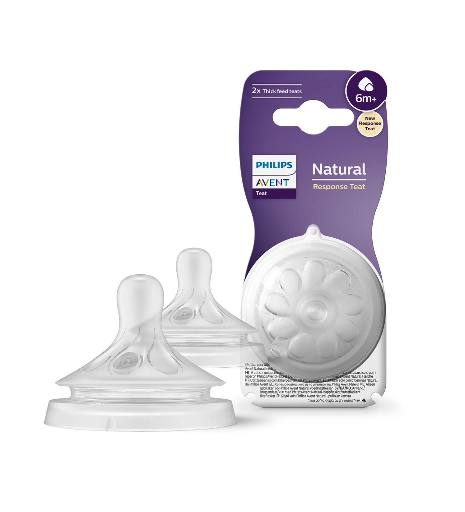 Philips Avent Natural Response Baby Bottle Suckers - 2x Flow Thickness 6 BPA-free for 6+ Months (SCY966/02) - International Shipping Available - Buy Online on SooperMarket.com