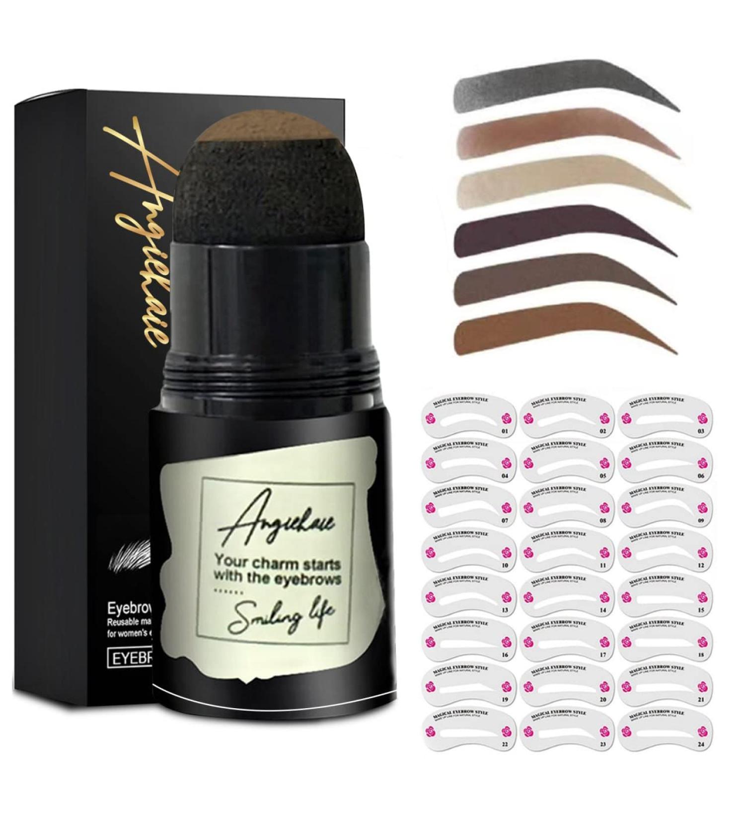 24pc Eyebrow Stamp Stencil Kit for Long-lasting Brow Defining - Light Brown - Buy Online on SooperMarket.com