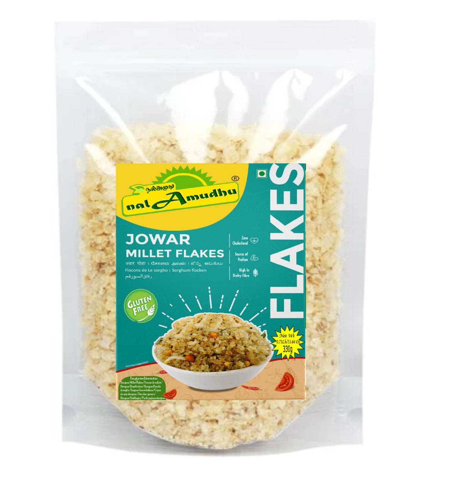 nalAmudhu Sorghum Millet Flakes | Jowar Poha| Nattu Solam Aval -330g  - Buy Online on SooperMarket.com